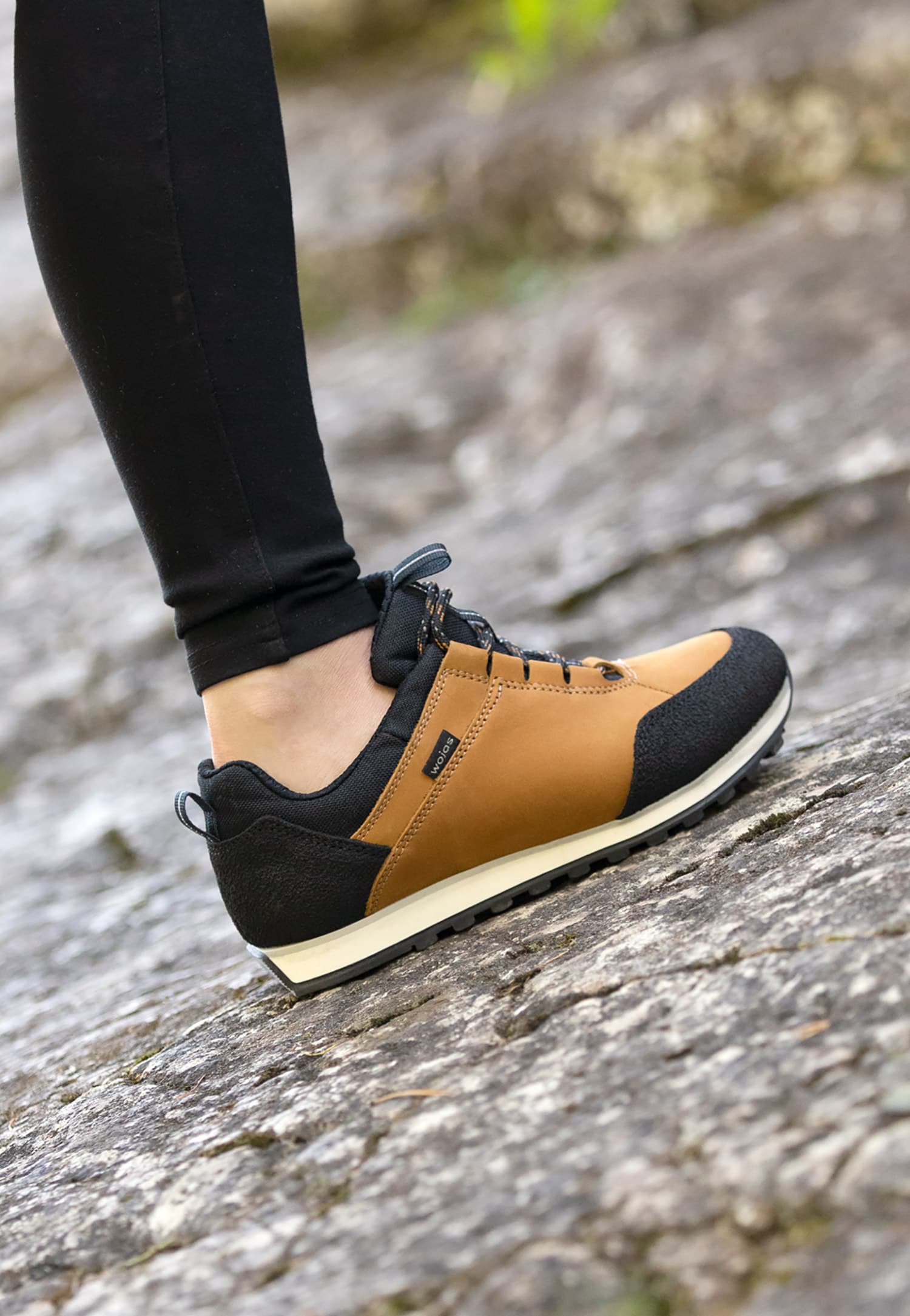 Żółto-czarne trekkingowe półbuty damskie