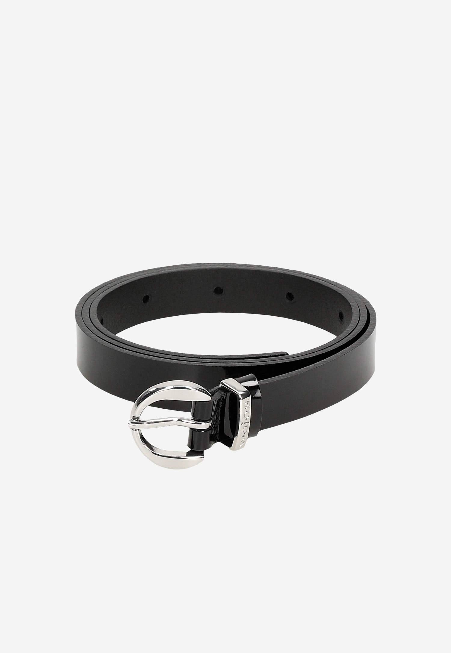 Czarny pasek damski z lakierowanej skóry licowej