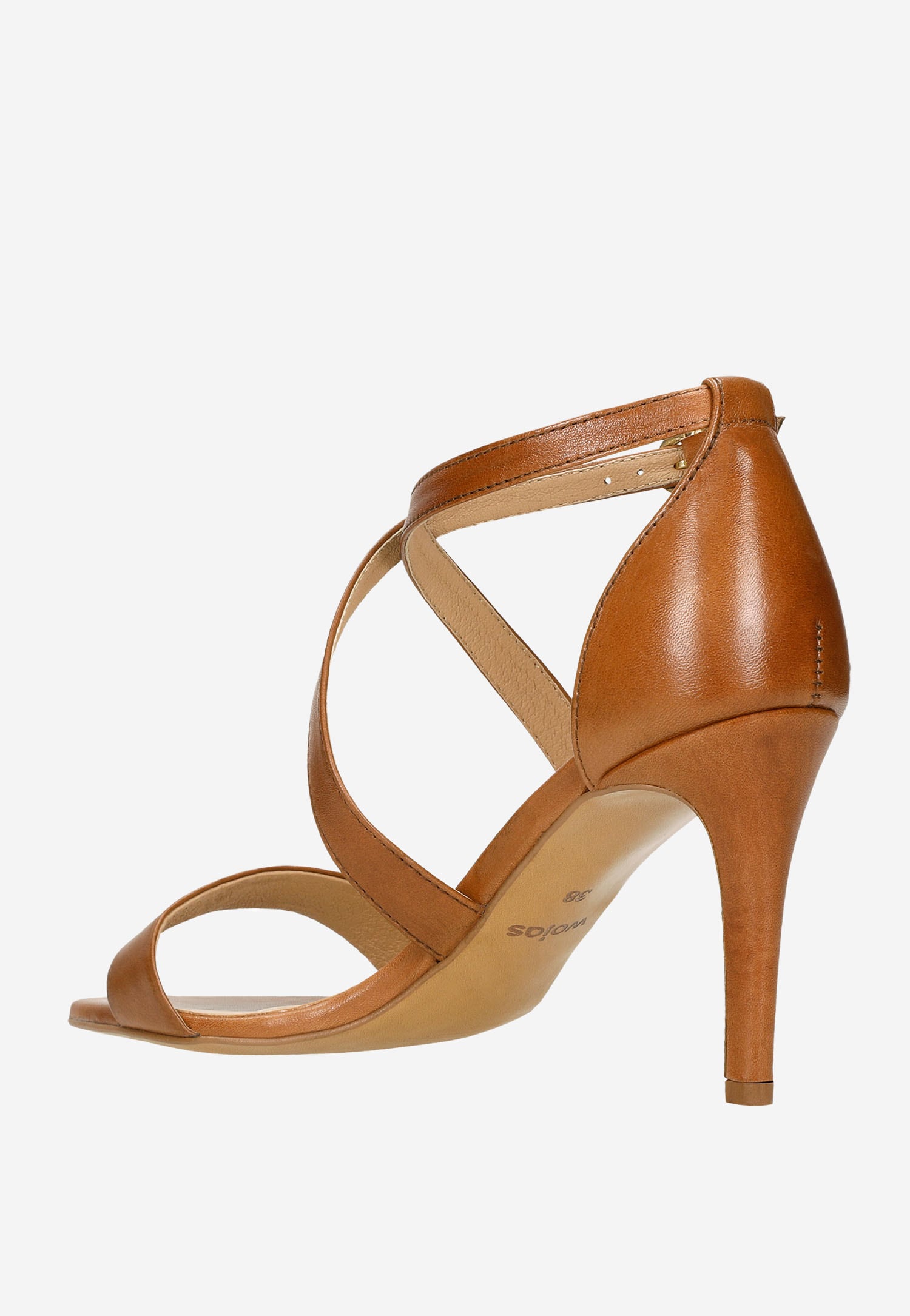 Jasnobrązowe sandały damskie na szpilce