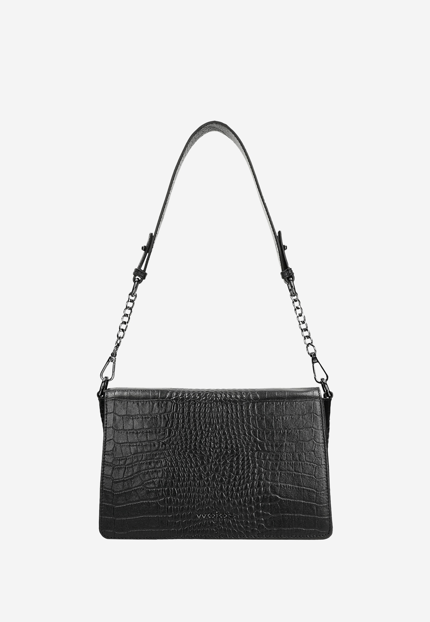 Mała czarna torebka damska z tłoczonej skóry licowej