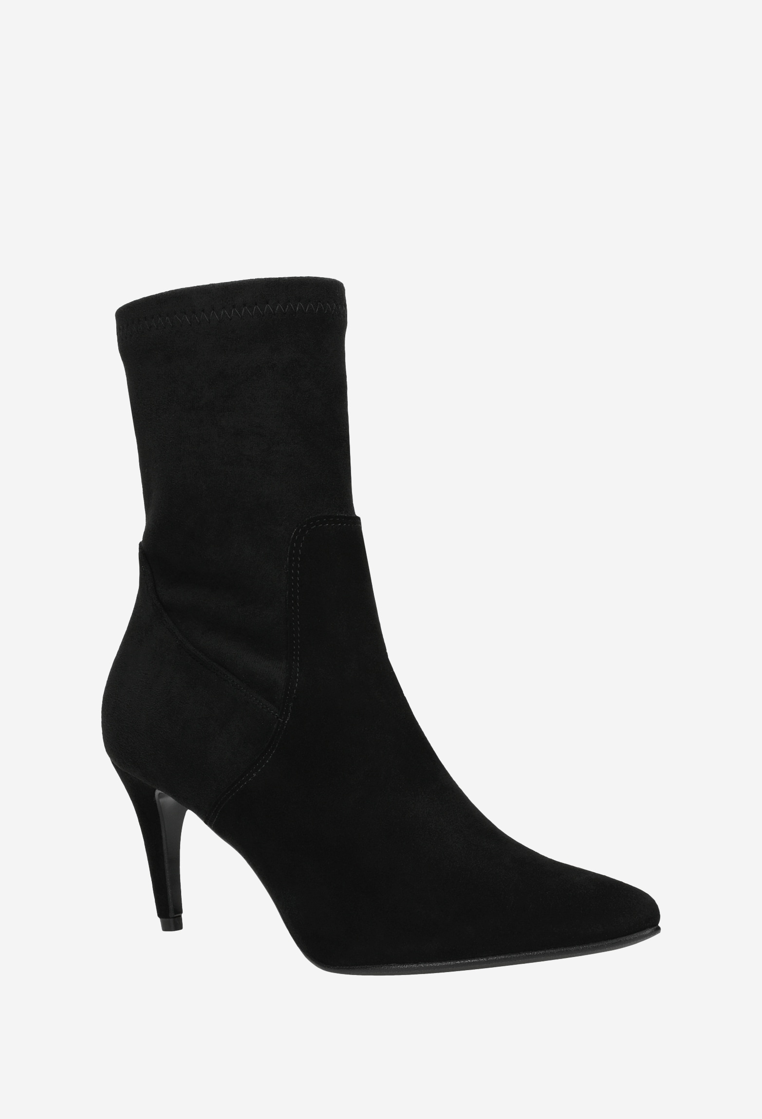 Czarne botki damskie na szpilce z wysoką cholewką