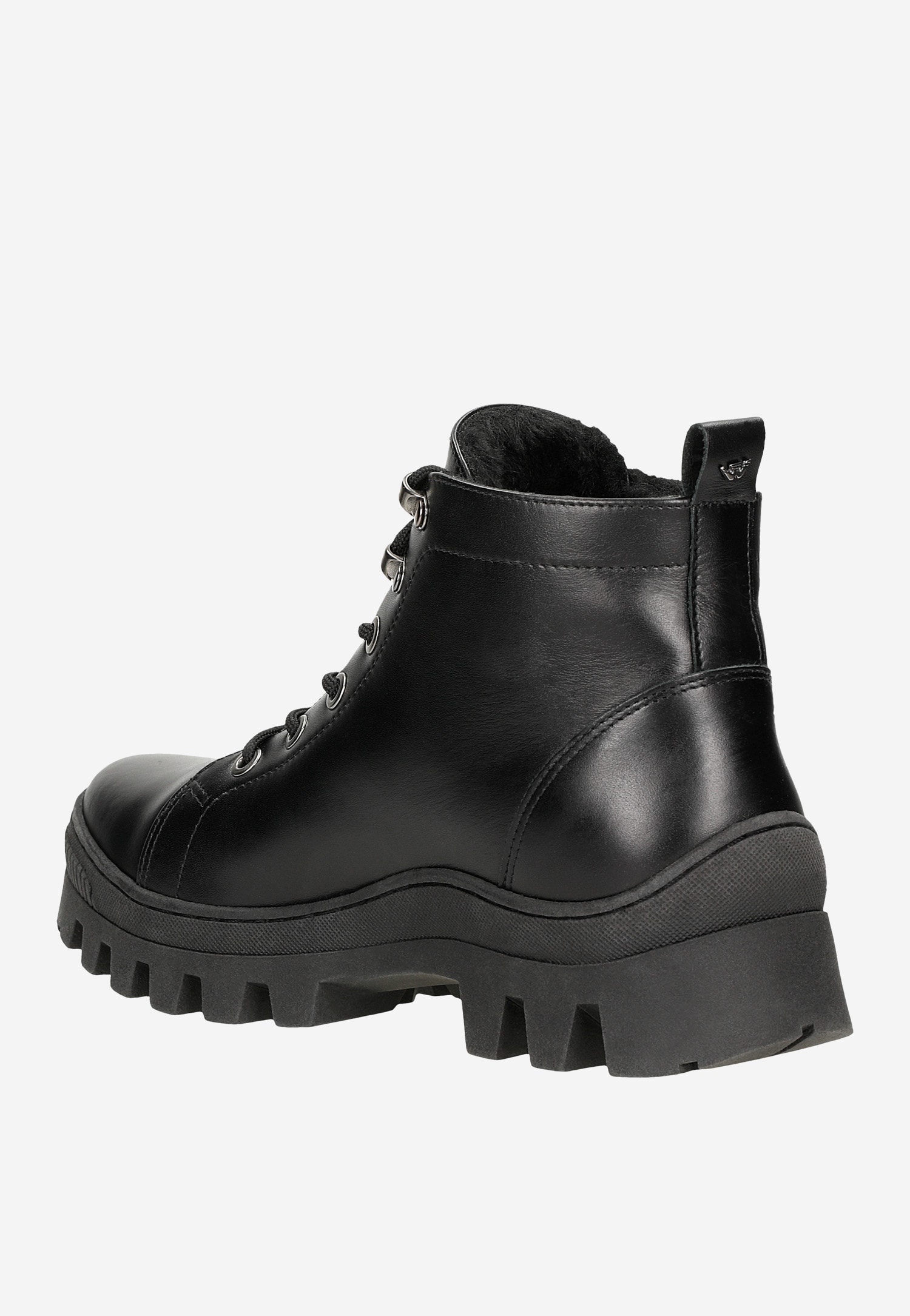 Czarne trzewiki damskie ze skóry licowej