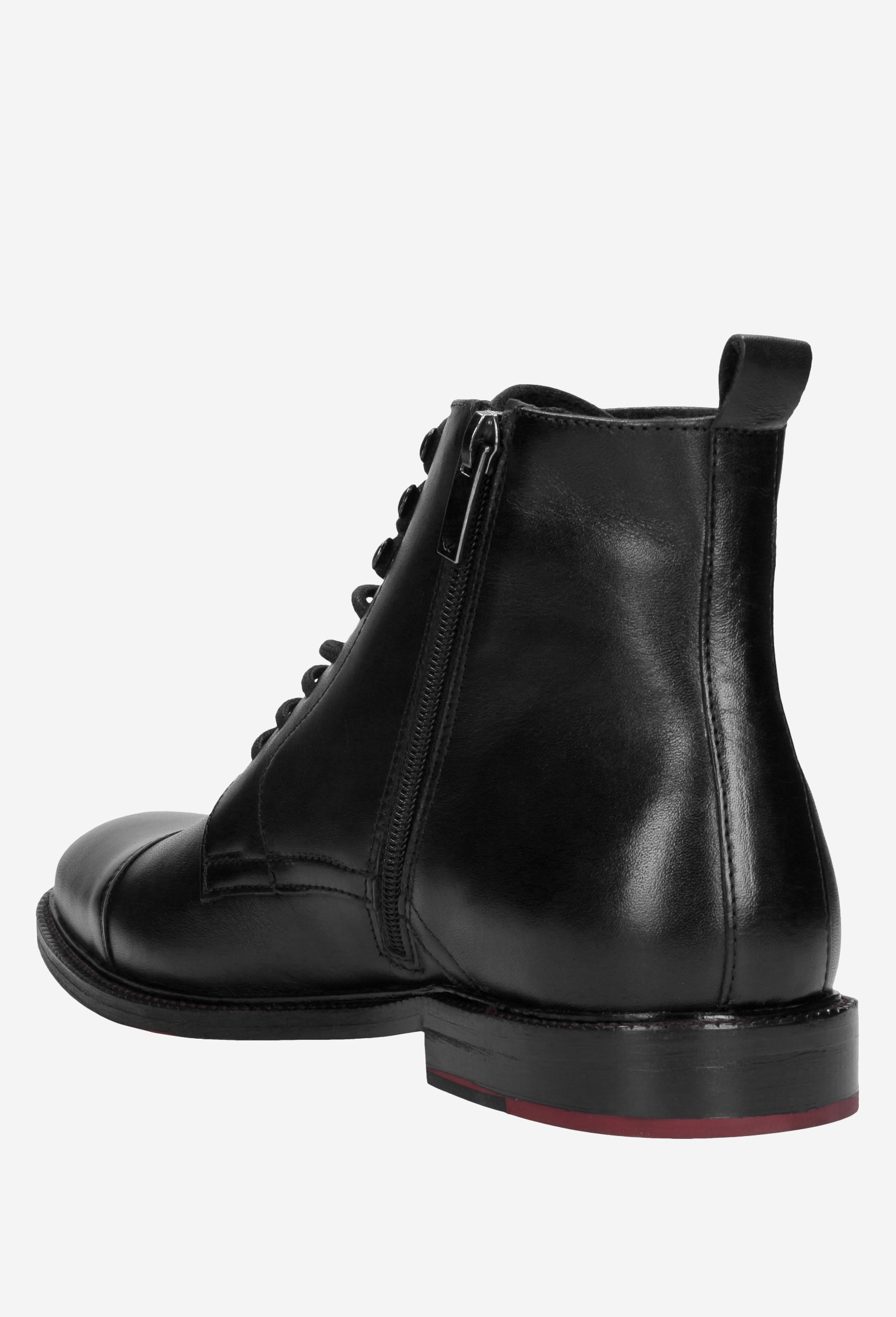 Czarne trzewiki męskie ze skóry licowej