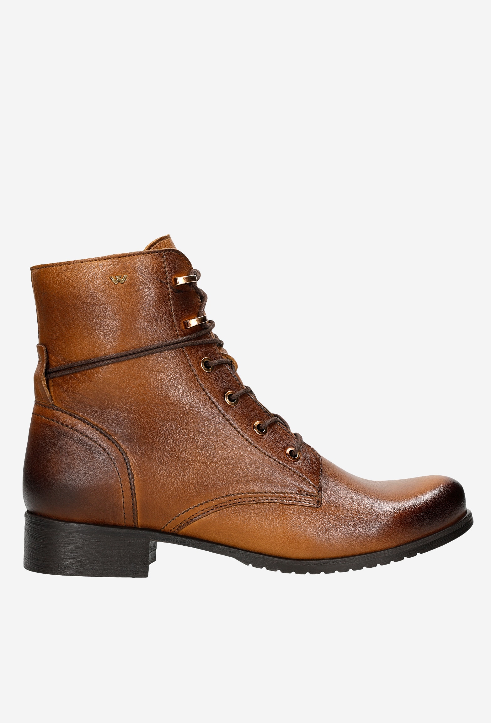 Jasnobrązowe trzewiki damskie sznurowane