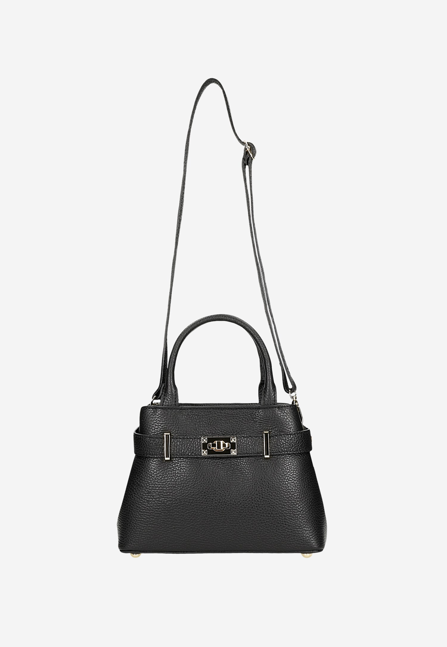 Czarna skórzana torebka typu kuferek