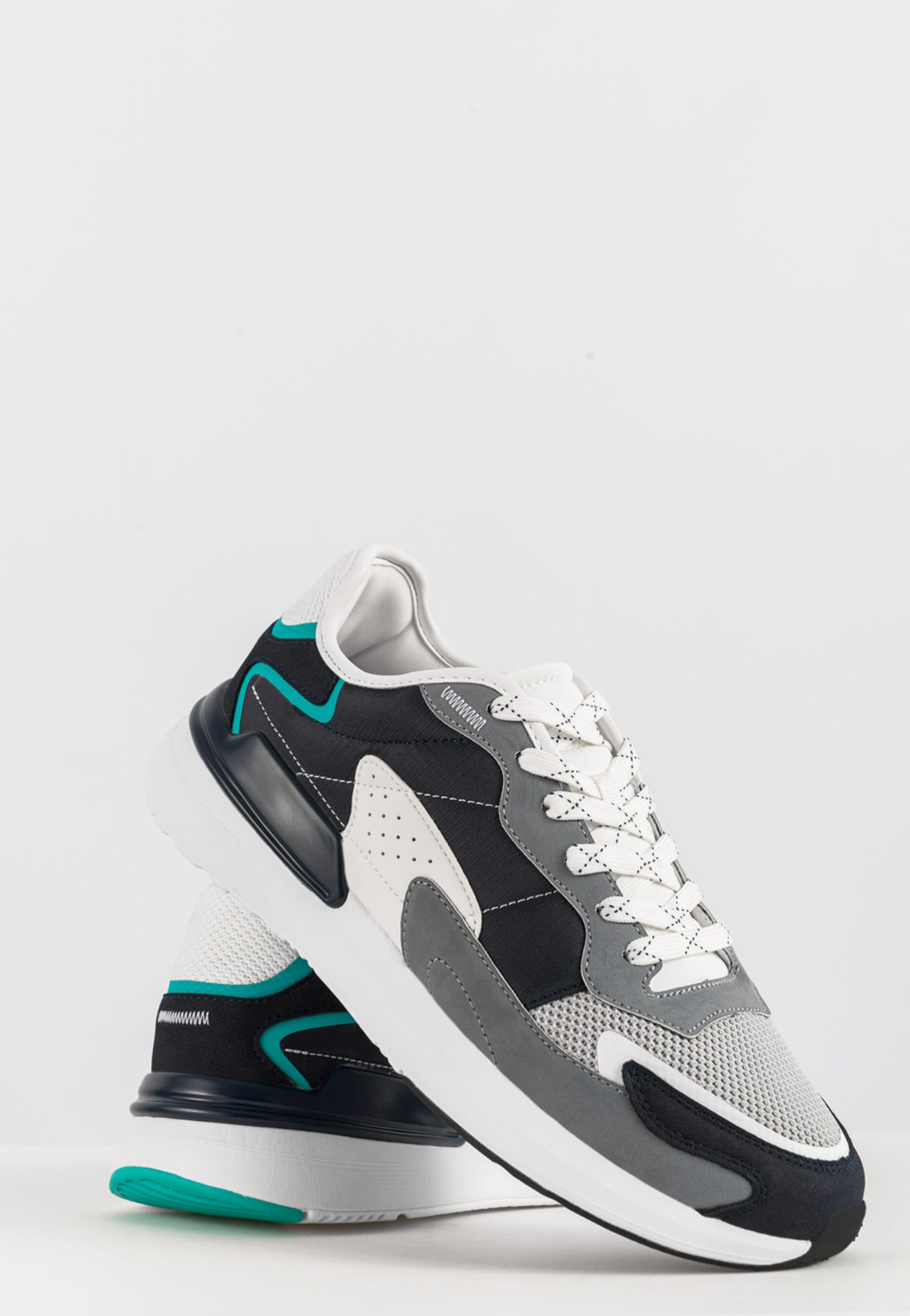 WJS czarne sneakersy męskie z szarymi wstawkami