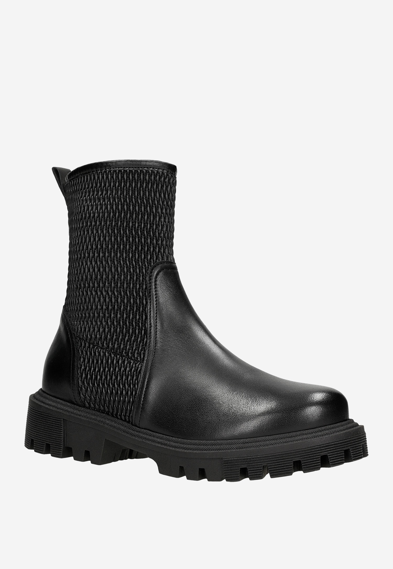 Czarne elastyczne botki damskie zapinane na zamek