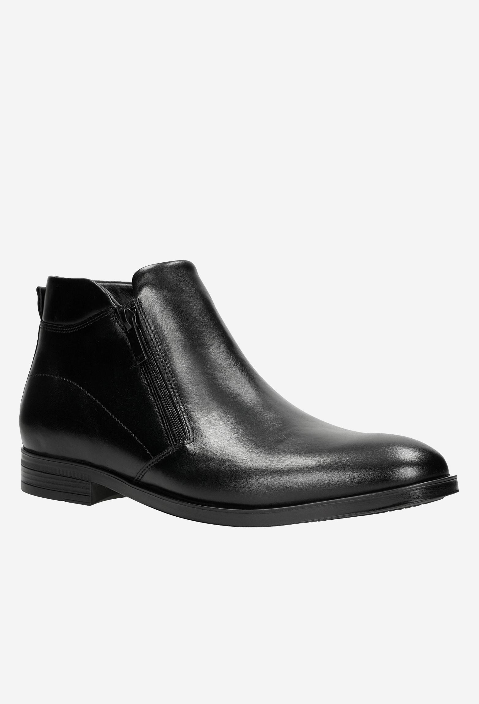 Czarne klasyczne skórzane botki męskie