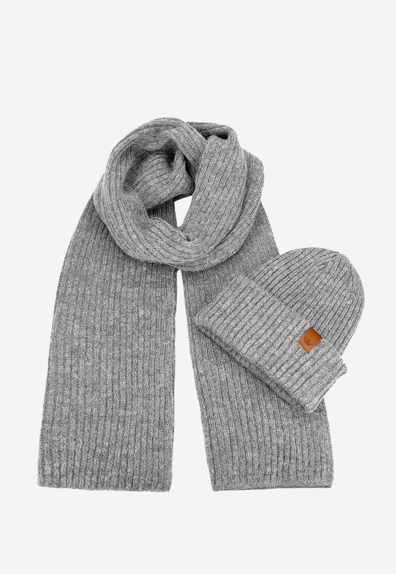 Komplet na zimę czapka + szalik w kolorze brązowym