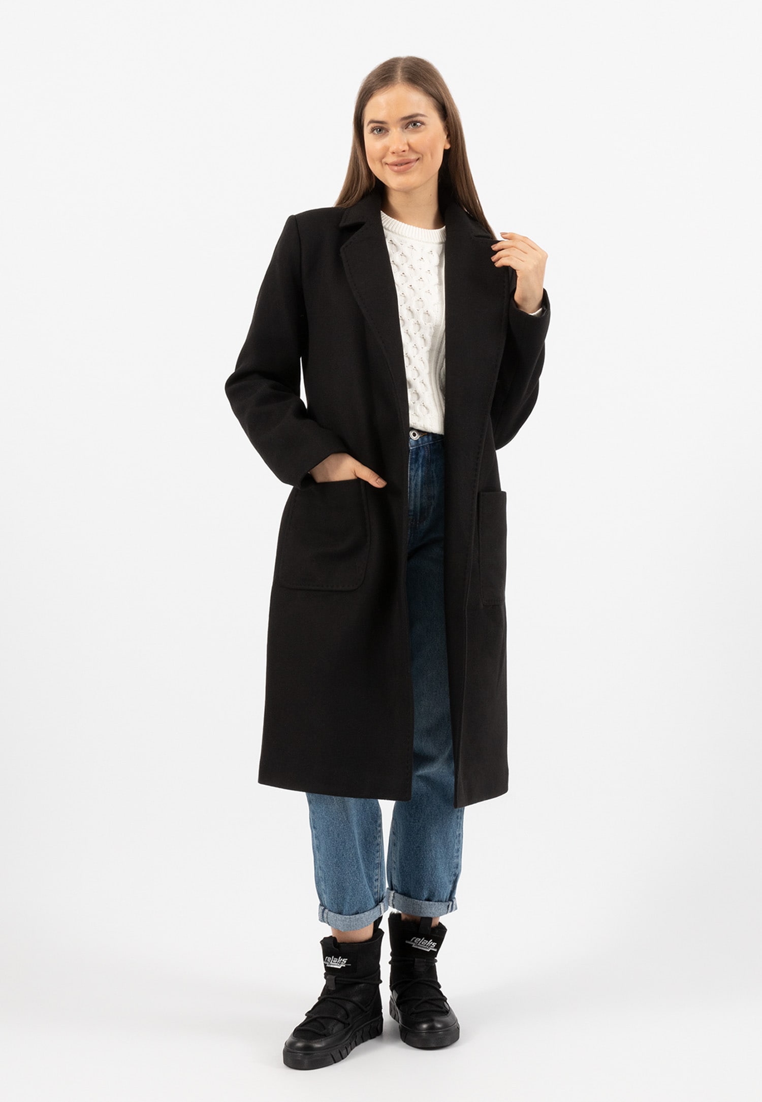 RELAKS beżowy płaszcz damski