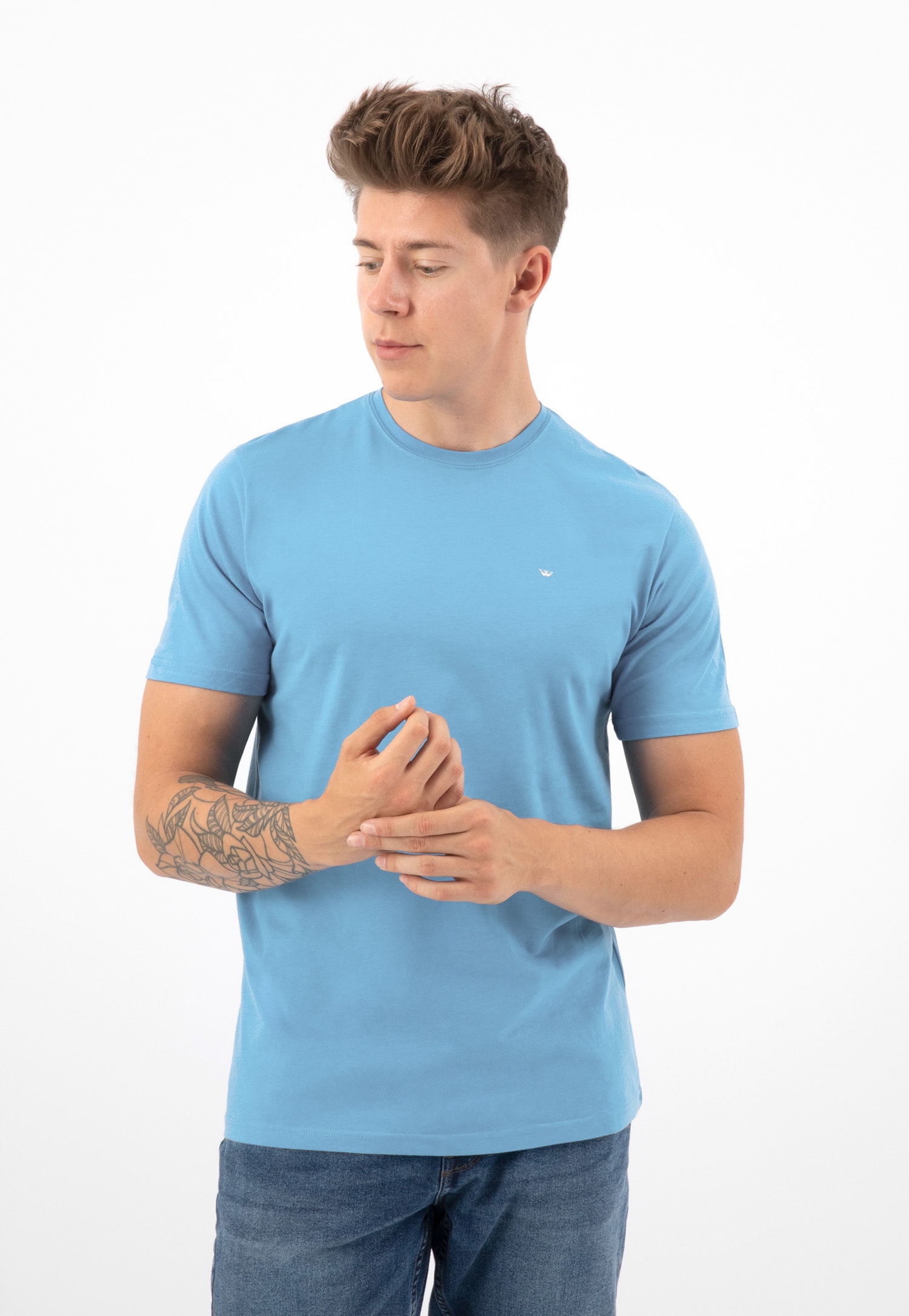 Jasnoniebieski t-shirt męski bawełniany