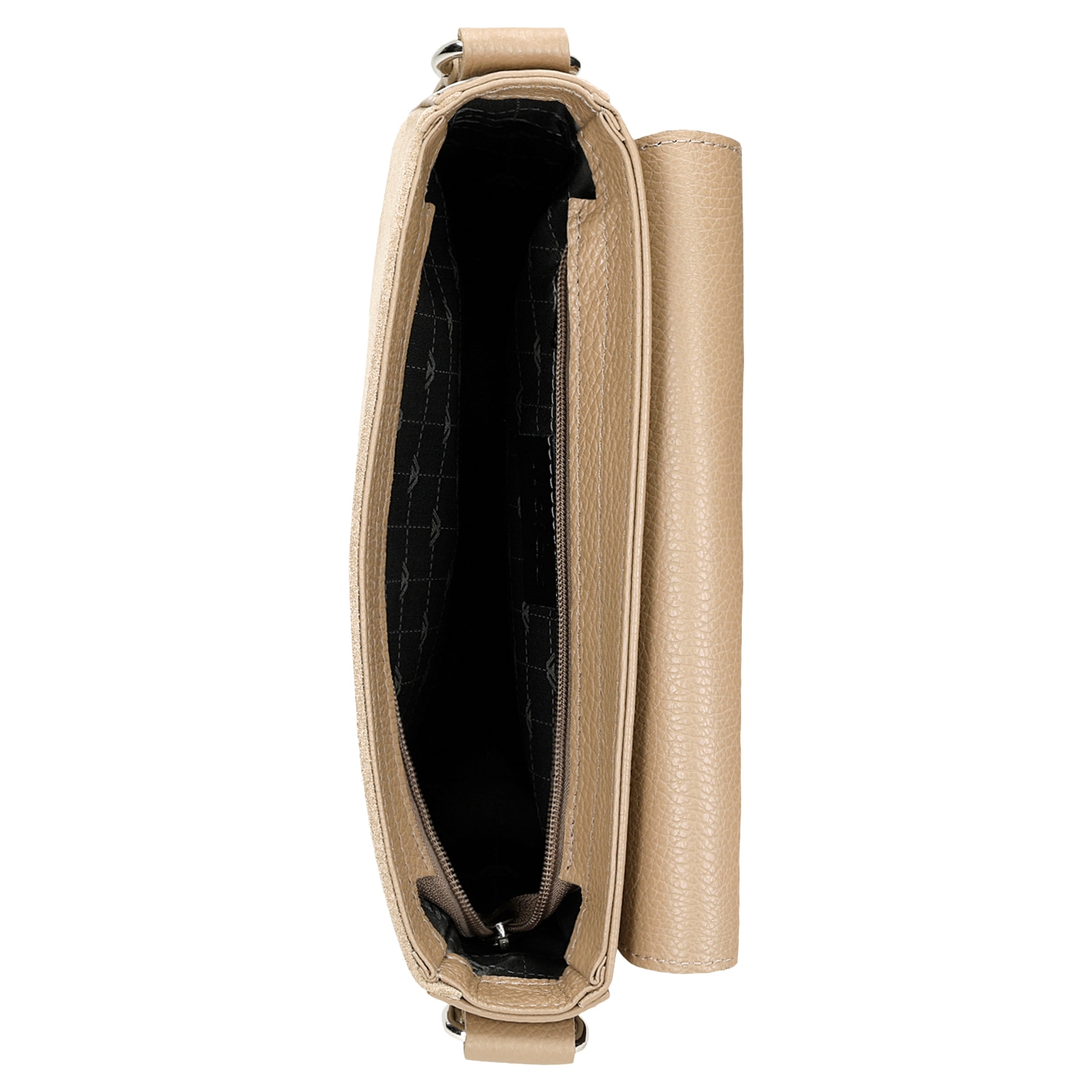 Mała beżowa torebka z połączenia skóry licowej i dwoiny welurowej