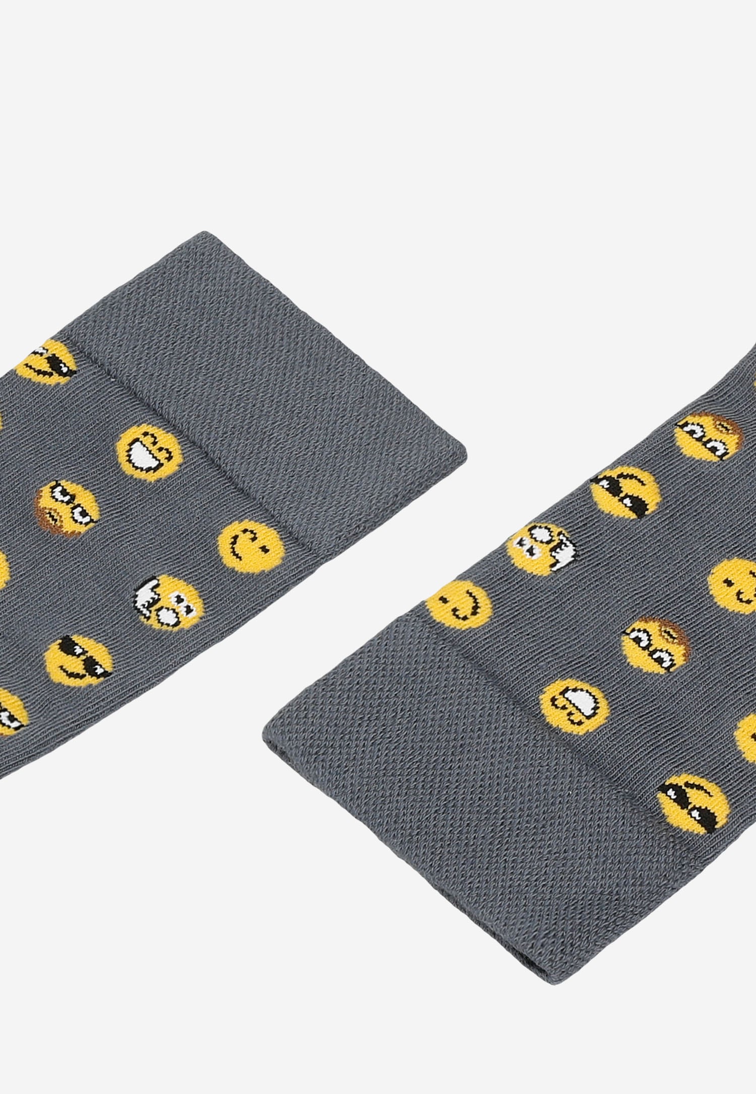 Szaro-żółte skarpety w emotki