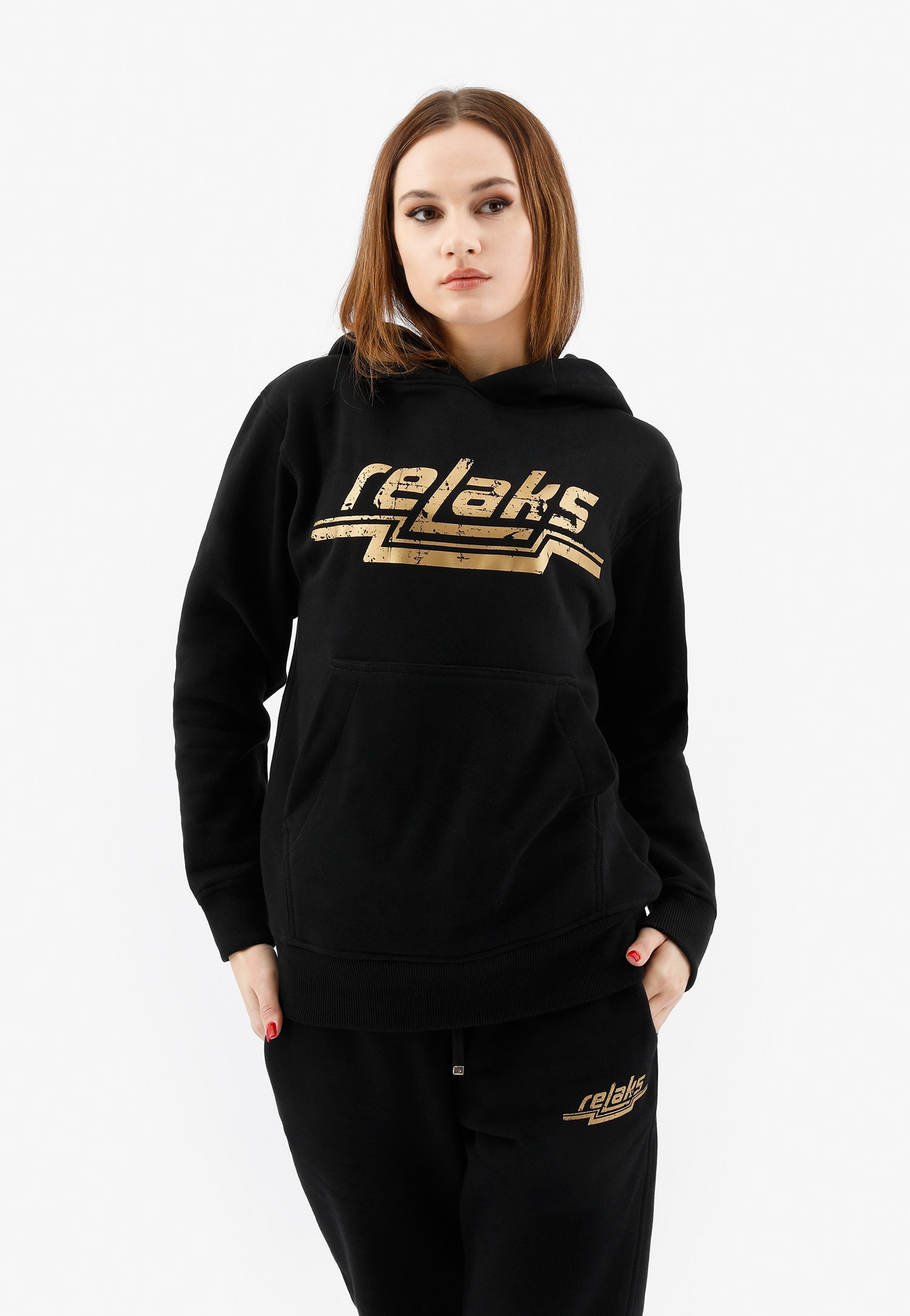 Czarna bluza damska z kapturem RELAKS