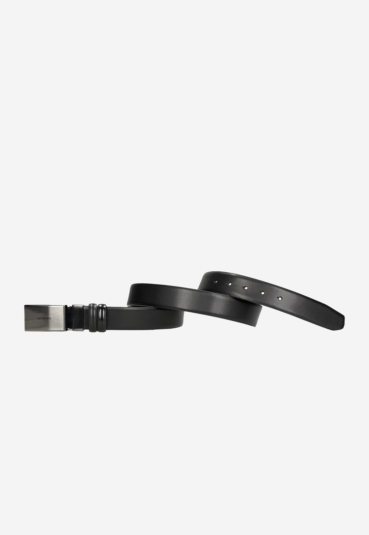 Czarny pasek męski z tłoczeniem i pełną klamrą