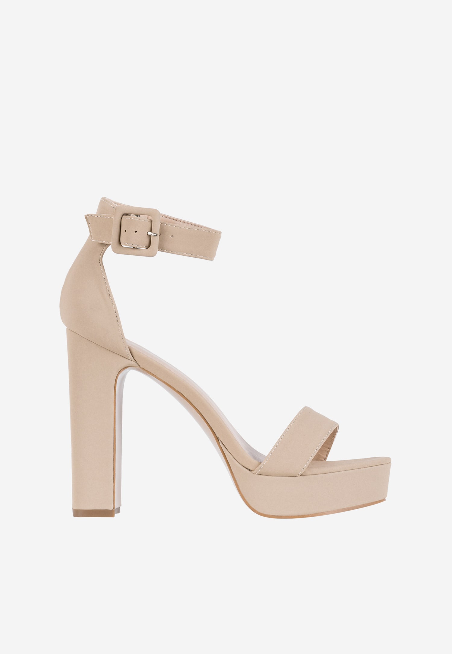 WJS wysokie beżowe sandały na platformie