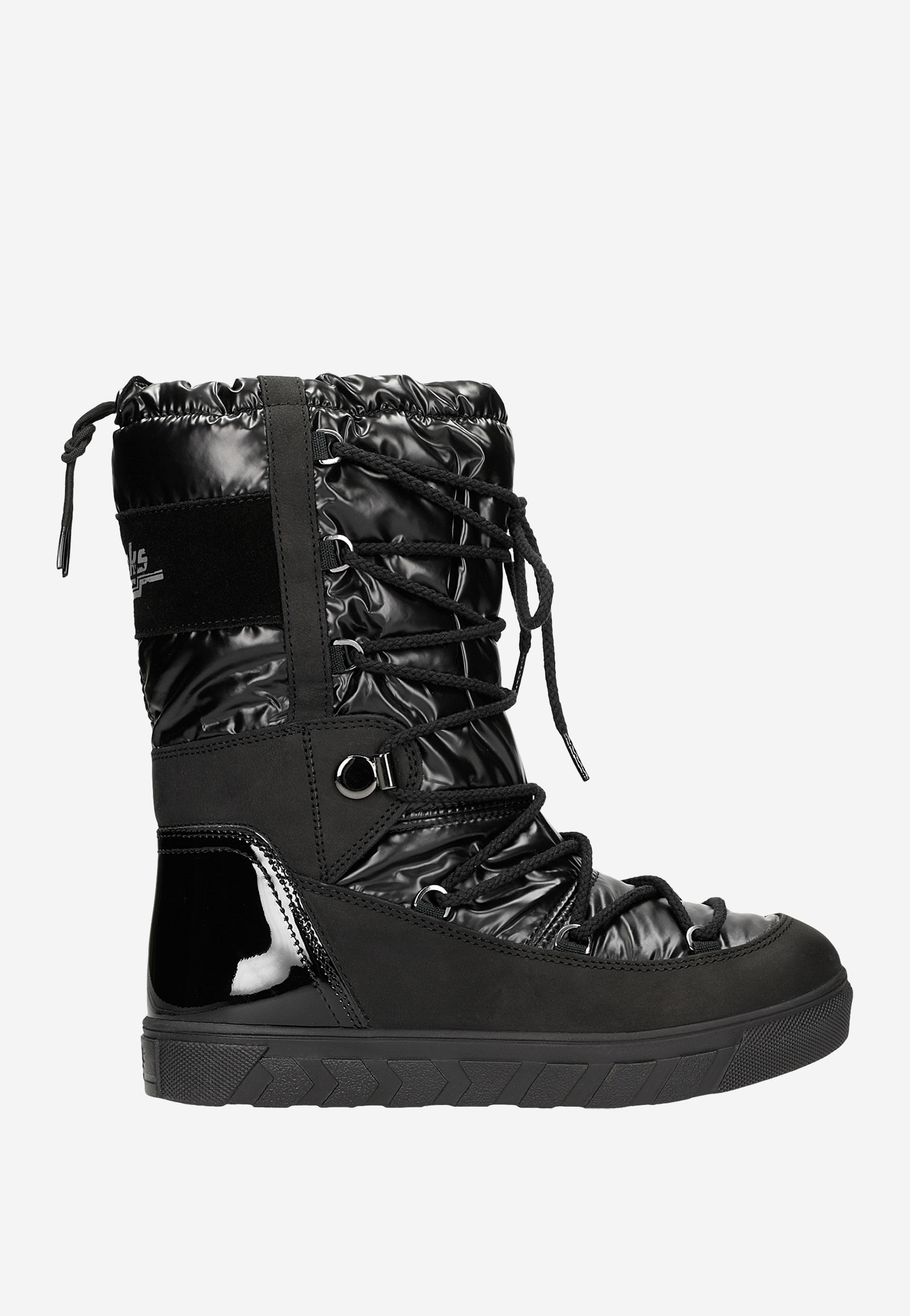 Czarno-niebieskie wsuwane śniegowce damskie RELAKS