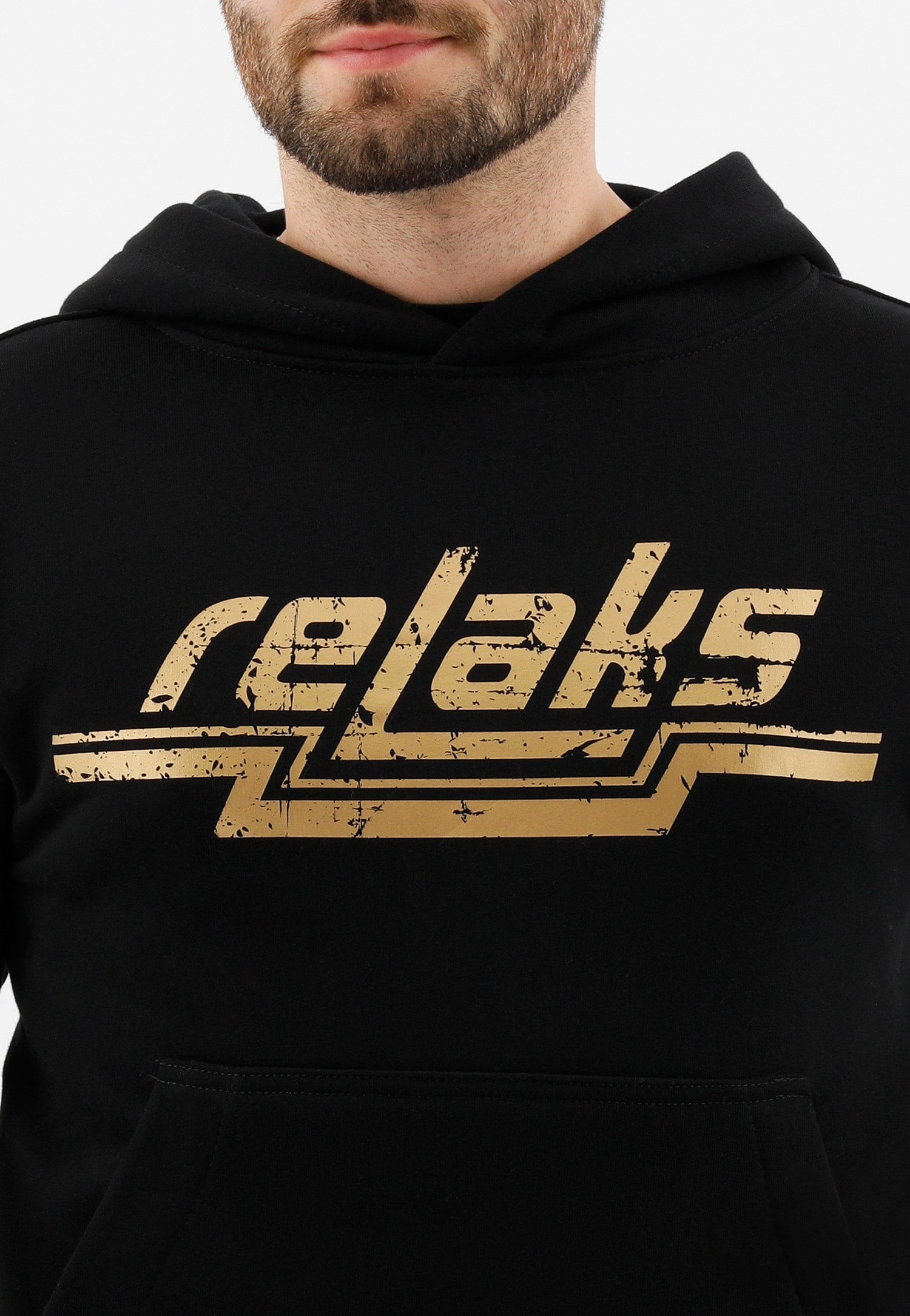 Czarna bluza męska RELAKS z kapturem