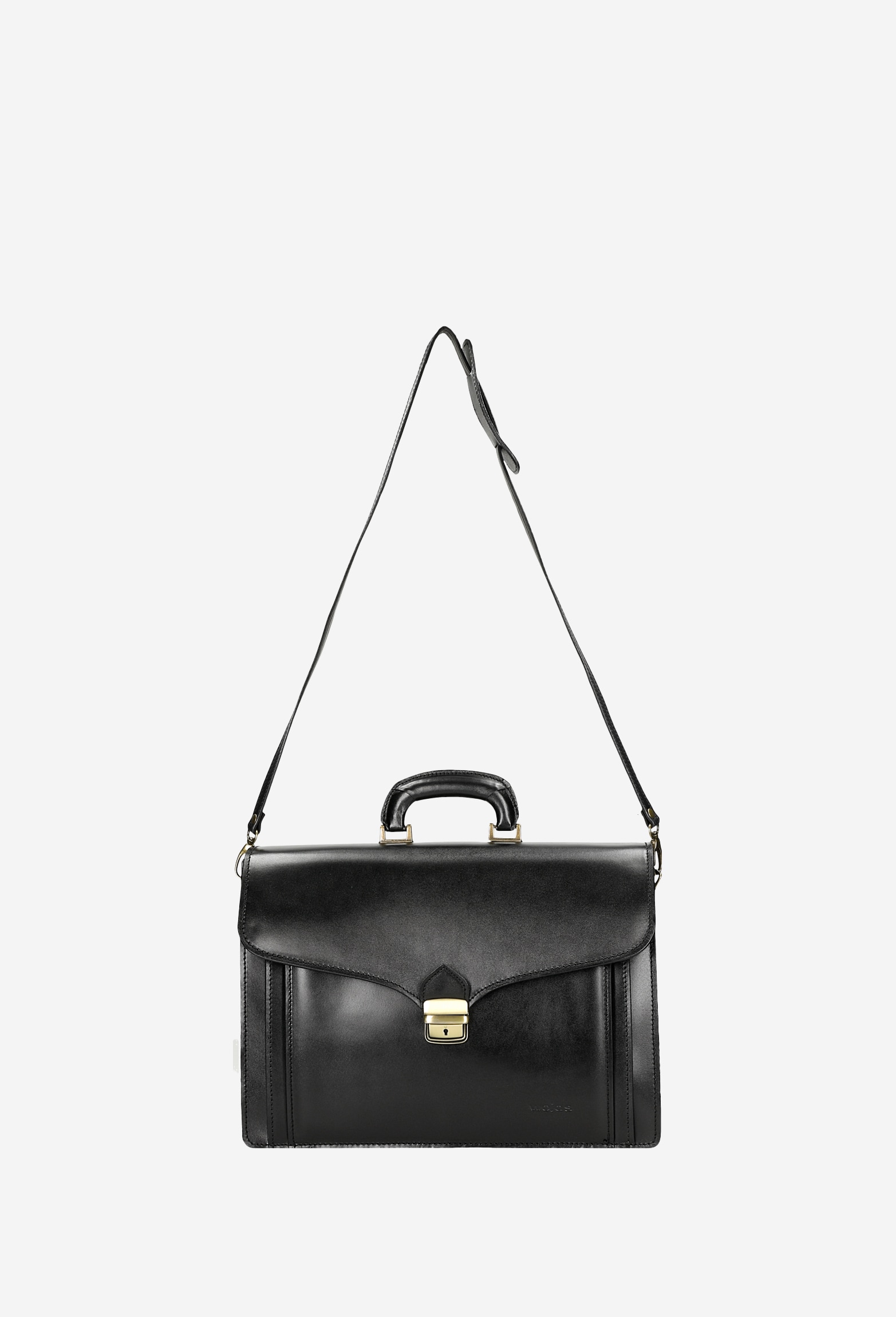 Czarna klasyczna teczka męska ze skóry licowej