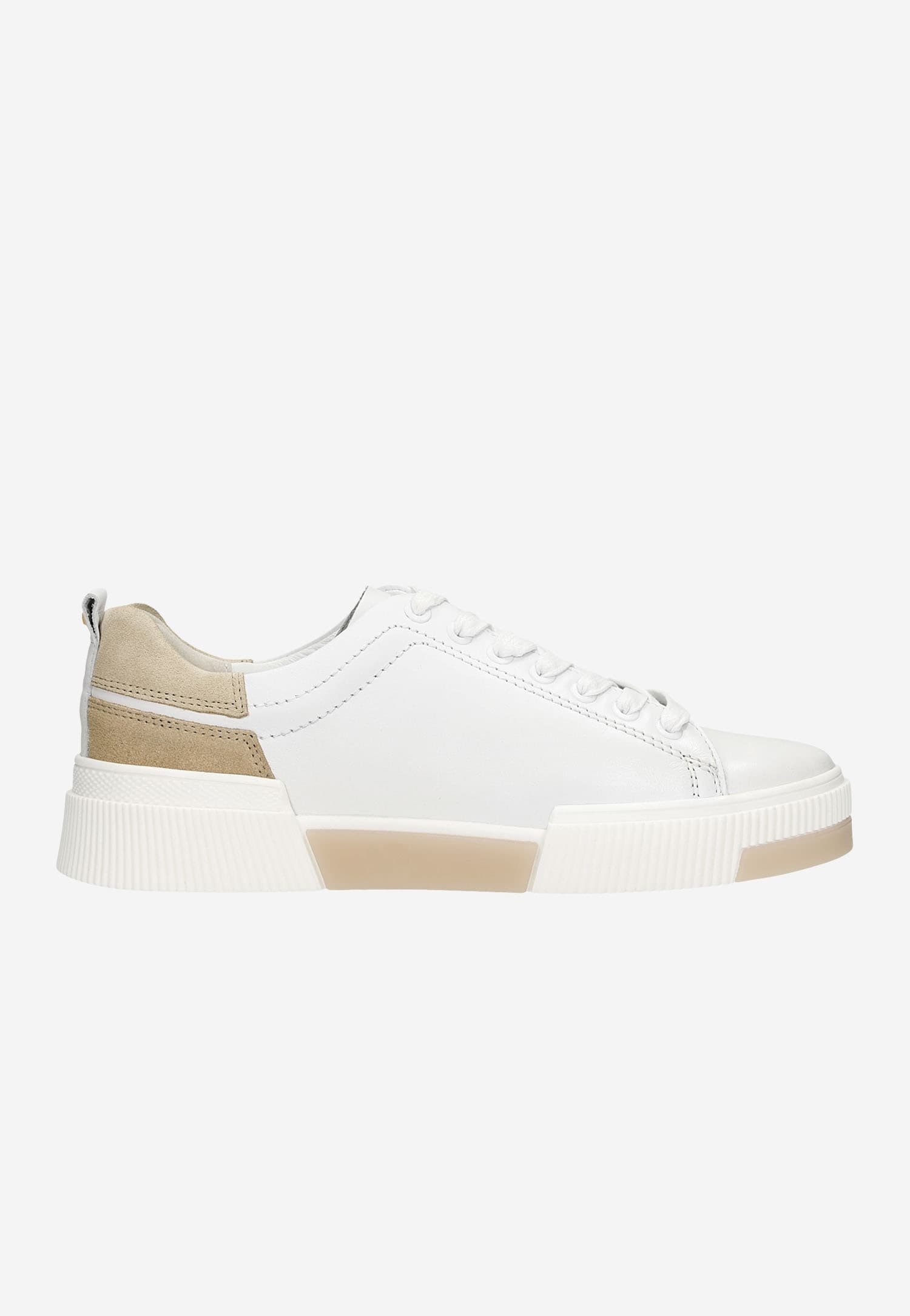 Białe trampki damskie z beżowymi akcentami