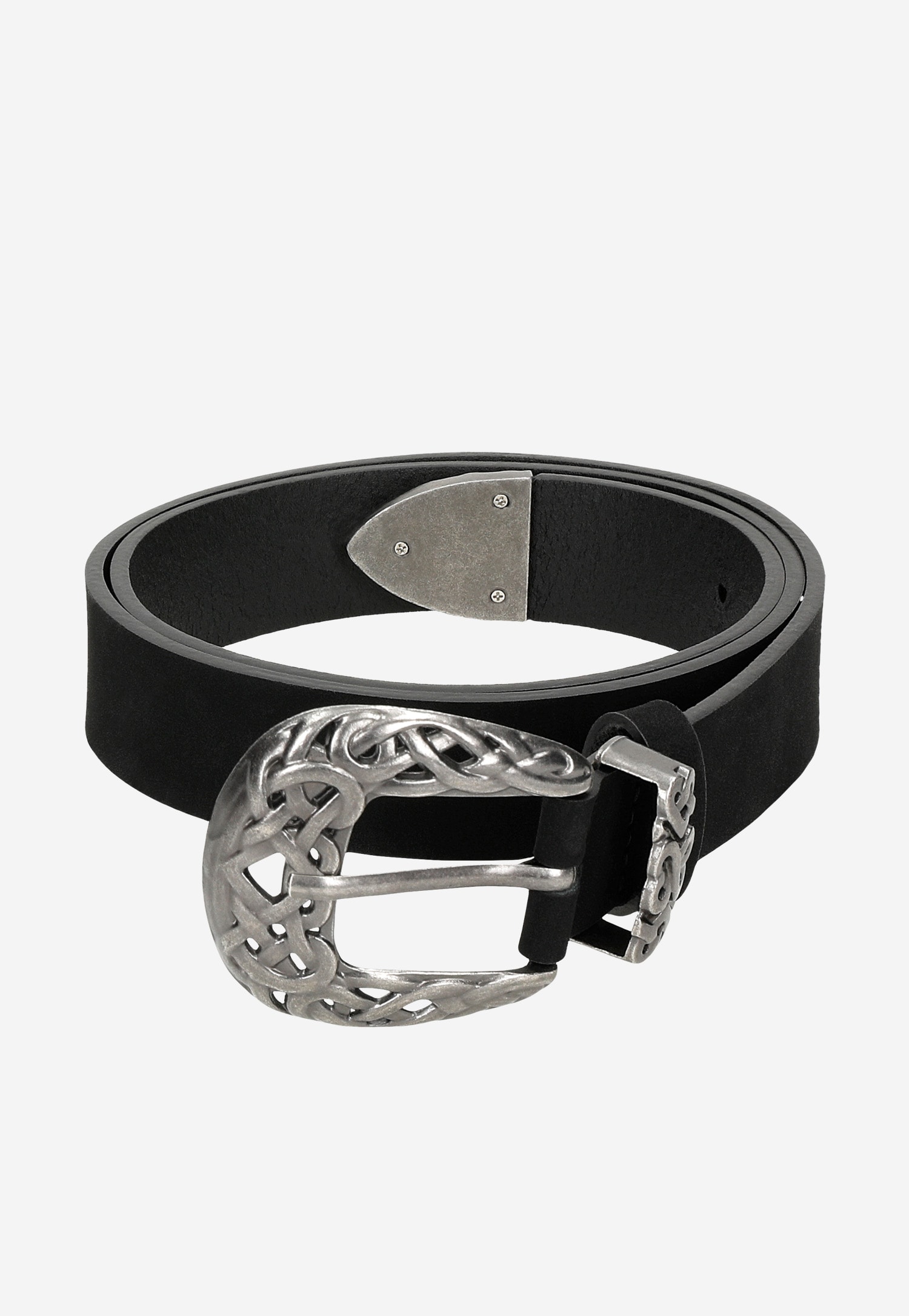 Czarny ozdobny pasek damski ze skóry naturalnej