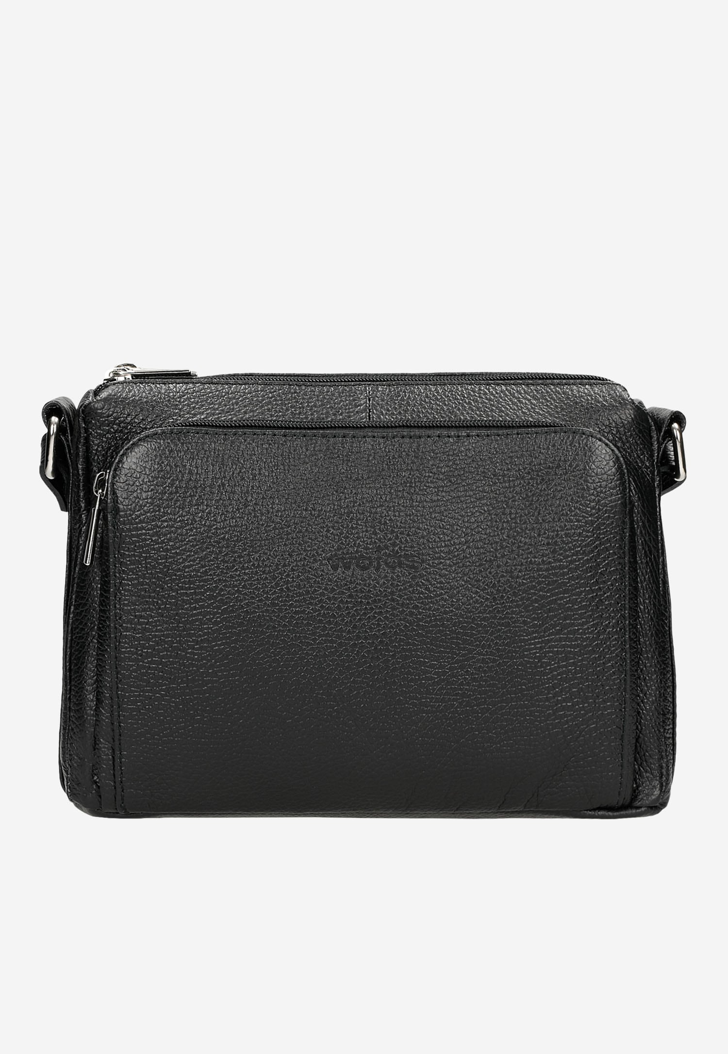 Czarna gładka torebka damska ze skóry licowej