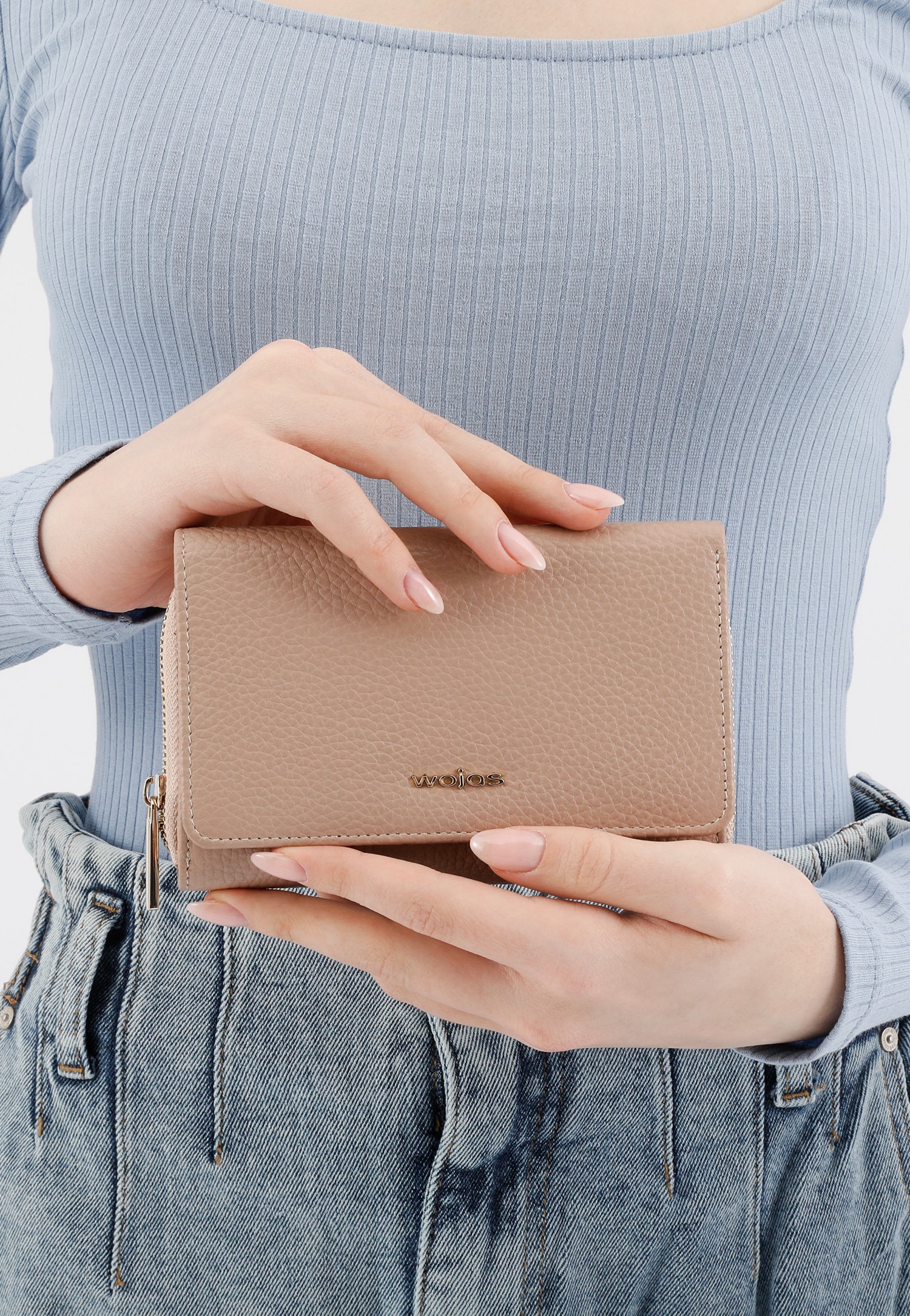 Skórzany portfel damski różowy