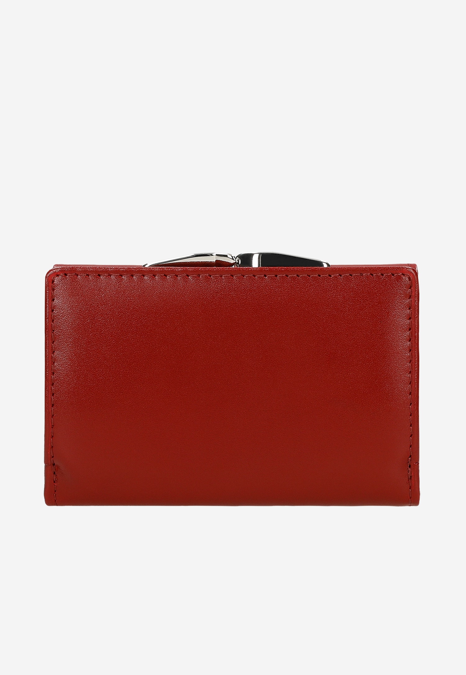 Czerwony skórzany portfel damski