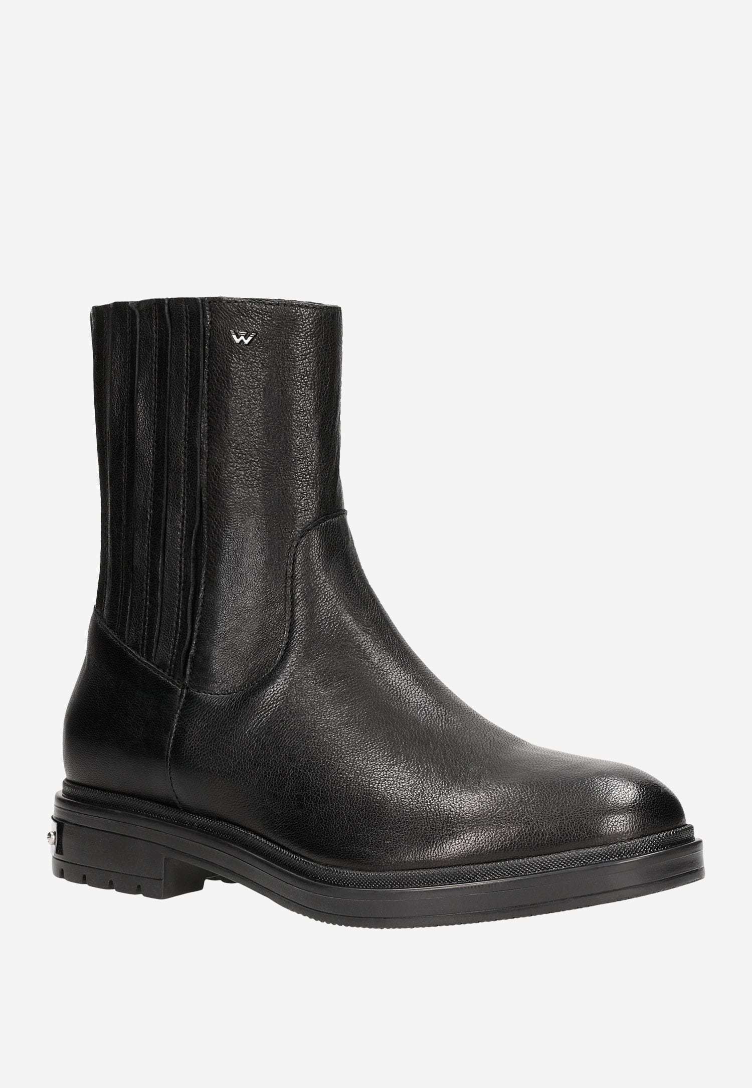 Czarne wsuwane botki damskie ze skóry licowej