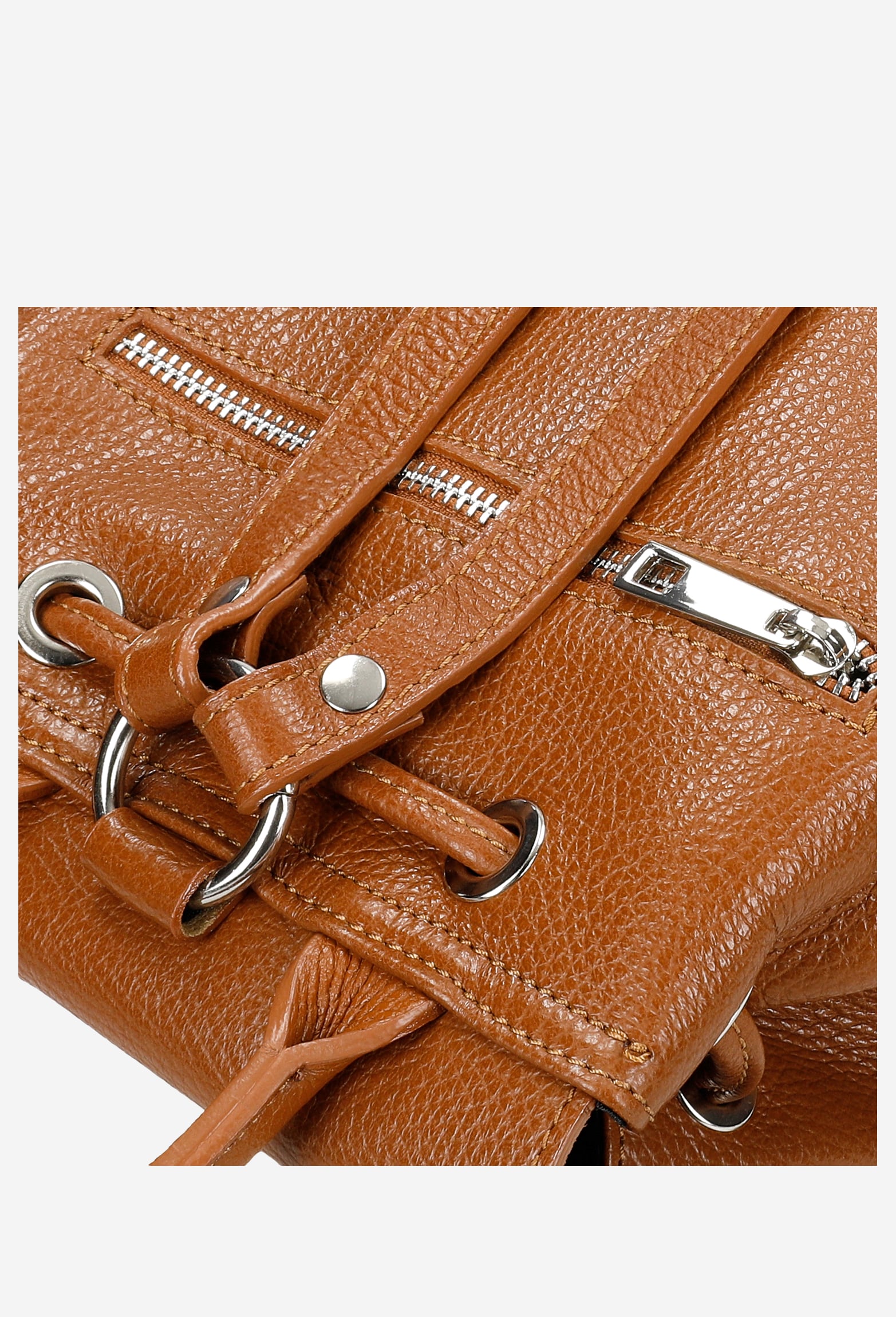 Beżowy plecak damski typu worek ze skóry licowej