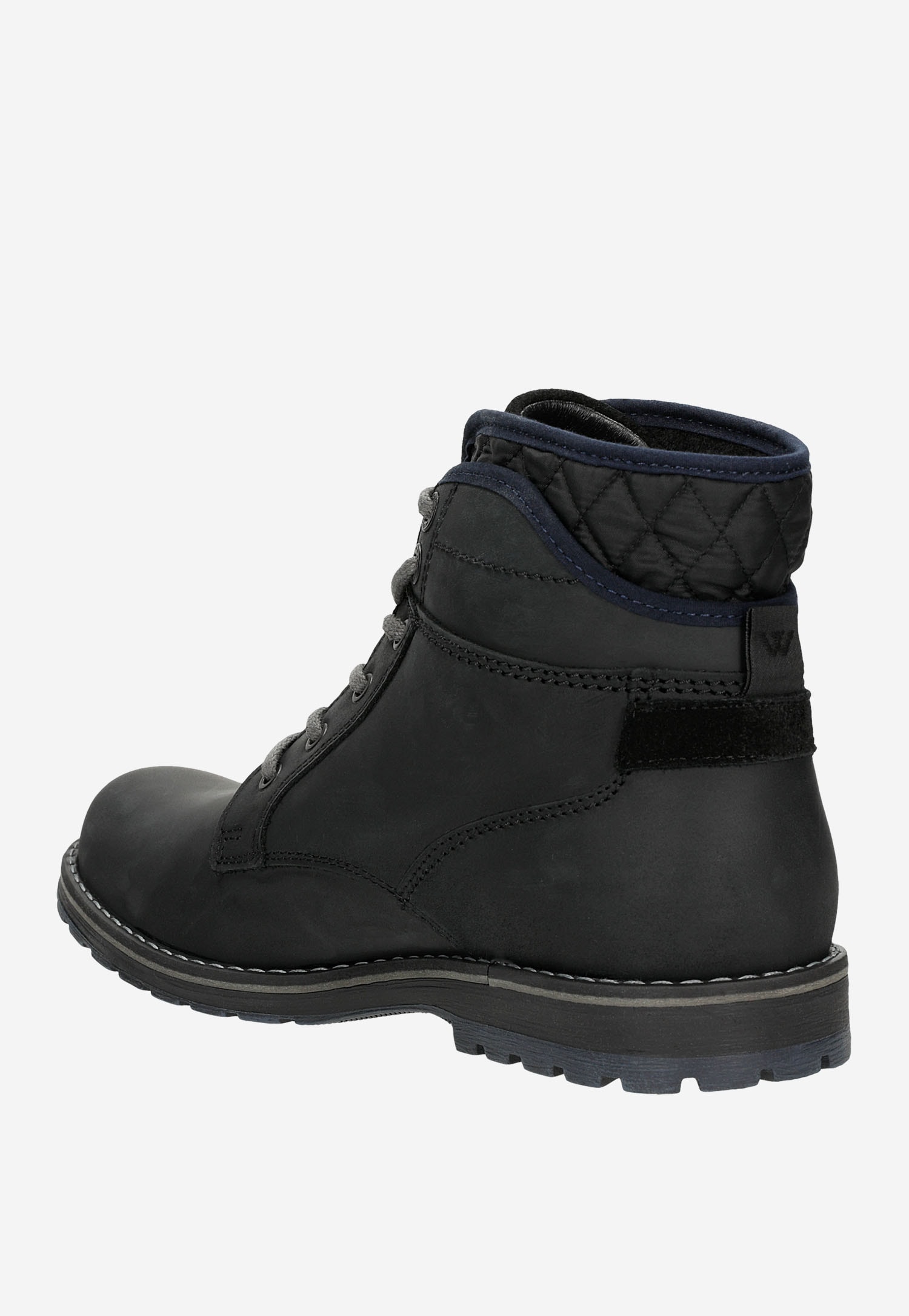 Czarne sznurowane workery męskie ze skóry licowej