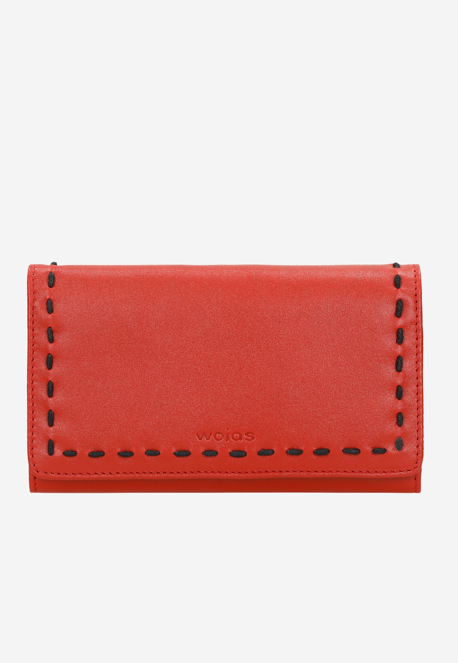 Czerwony portfel damski z czarną obwódką