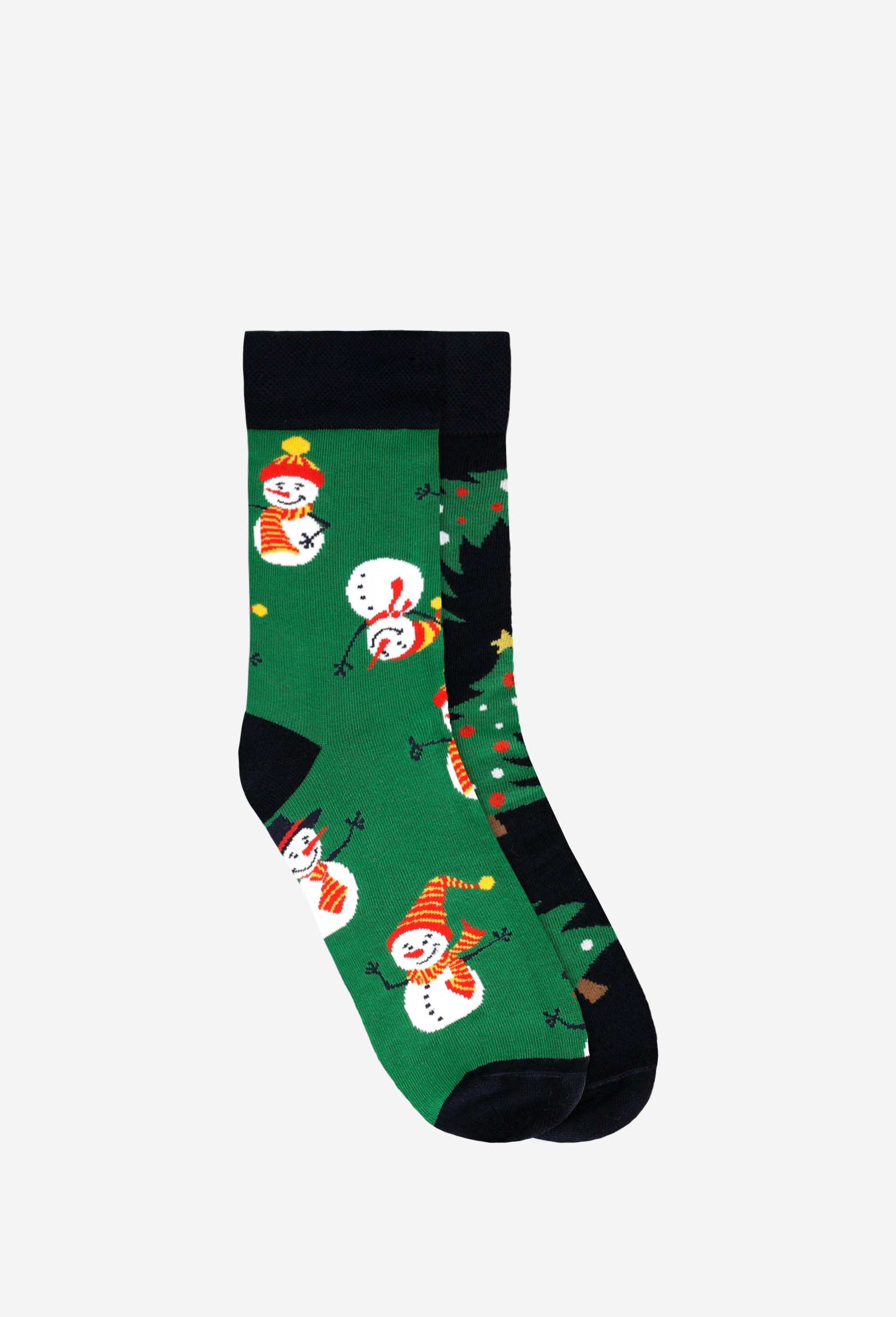 Zielono-granatowe skarpety w świąteczne wzory