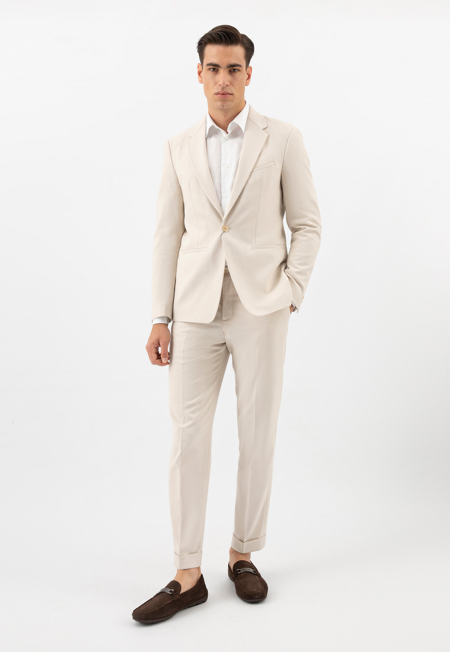 Mokasyny męskie z naturalnej skóry licowej z metalową ozdobą