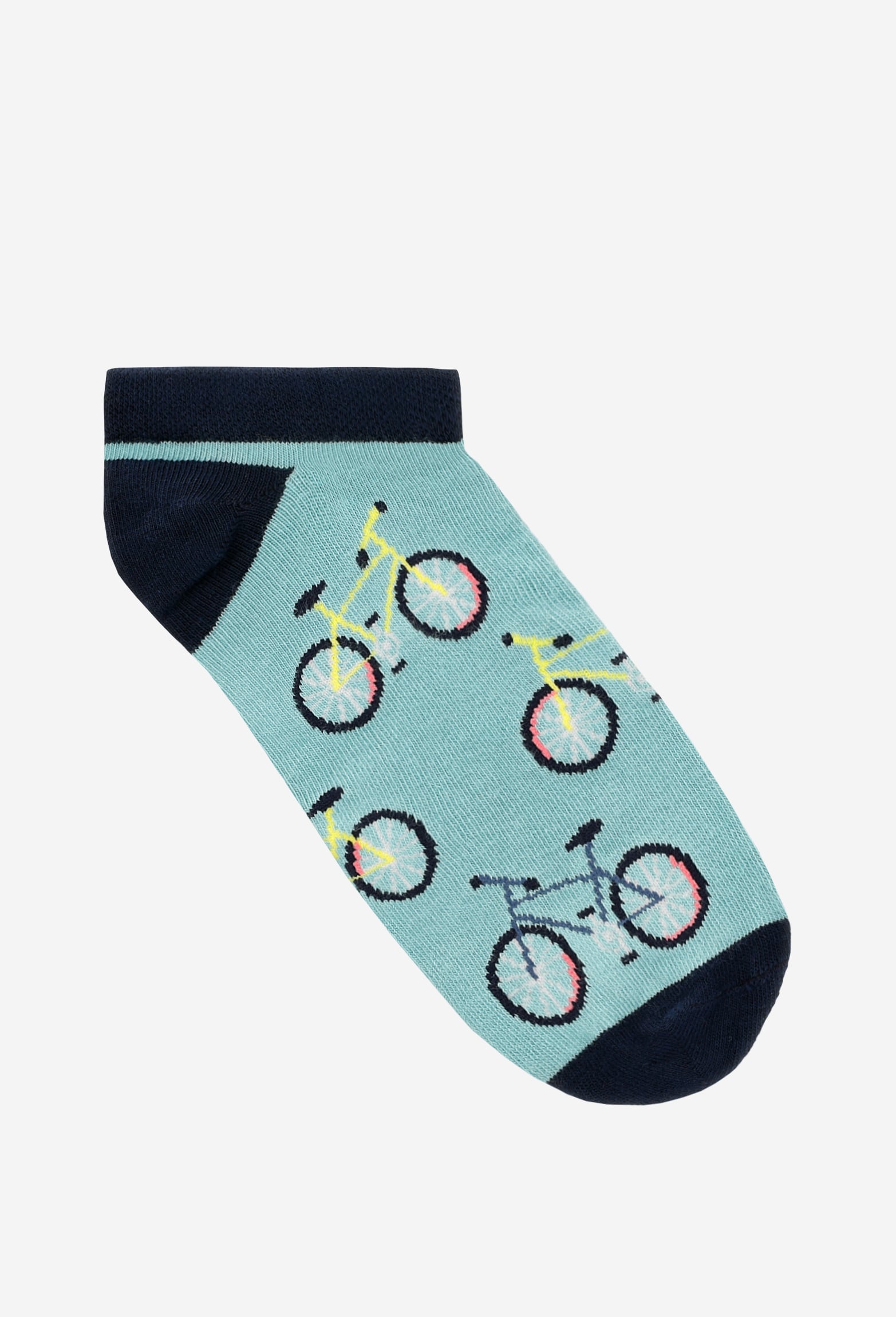 Zielono-granatowe stopki we wzór rowerowy