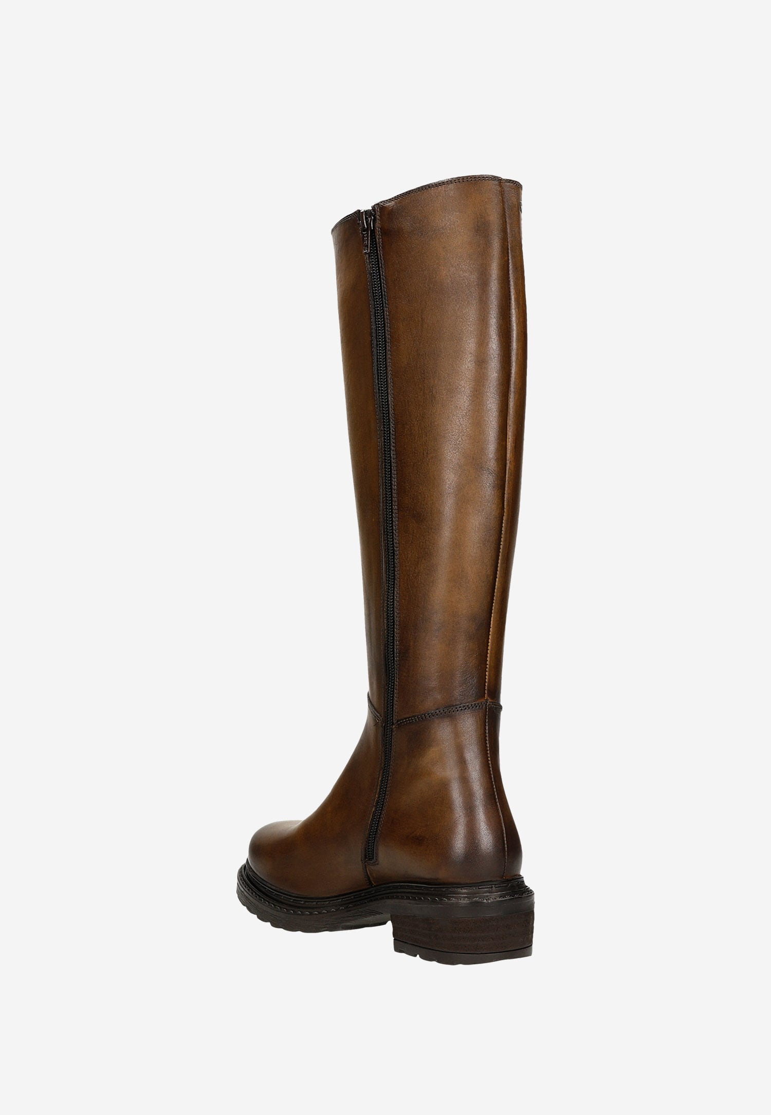 Ciemnobrązowe kozaki damskie z wstawką z boku cholewki