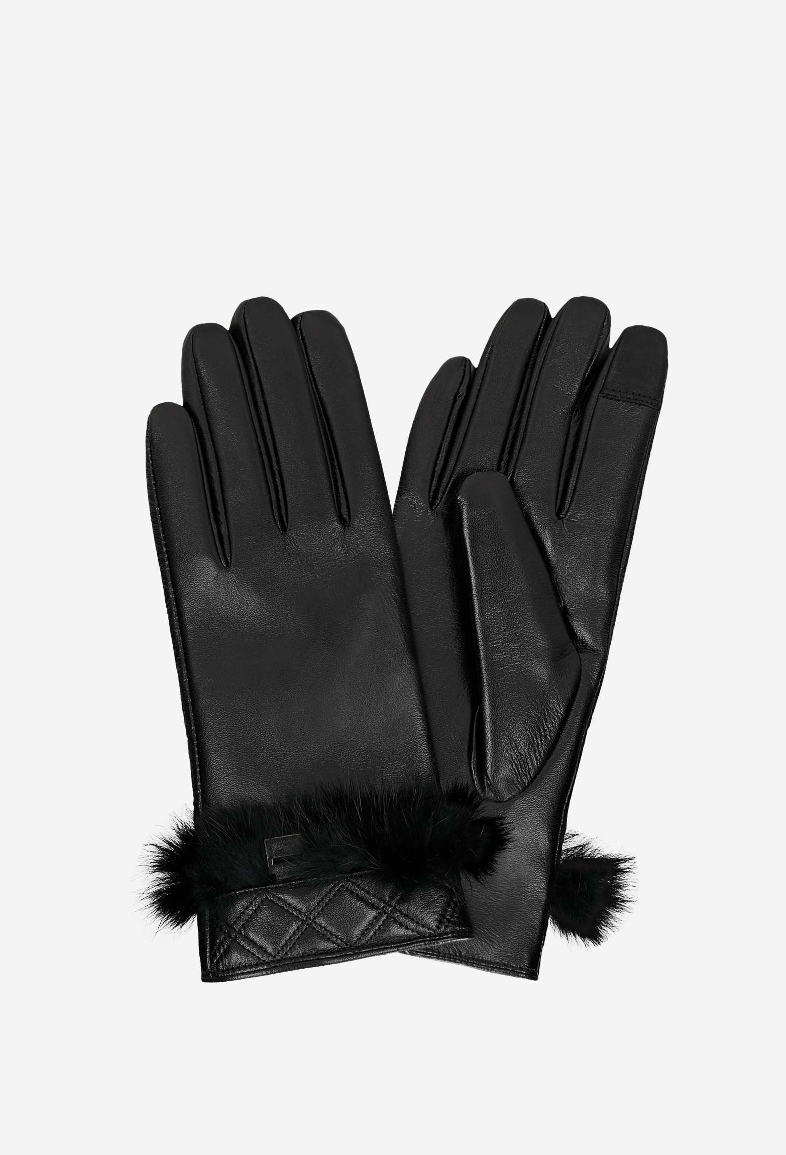 Czarne rękawiczki damskie ze skóry licowej