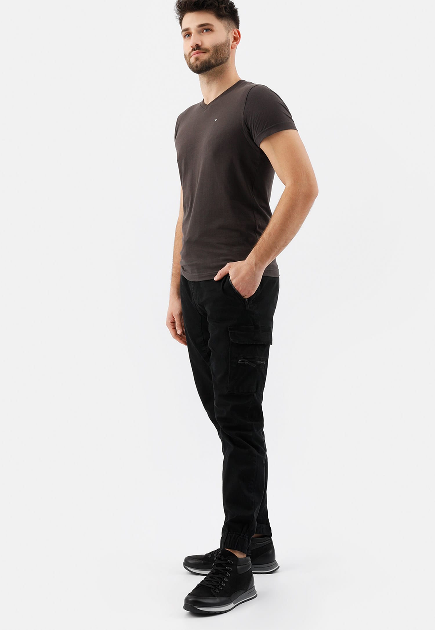 Czarne trzewiki męskie typu sneakers