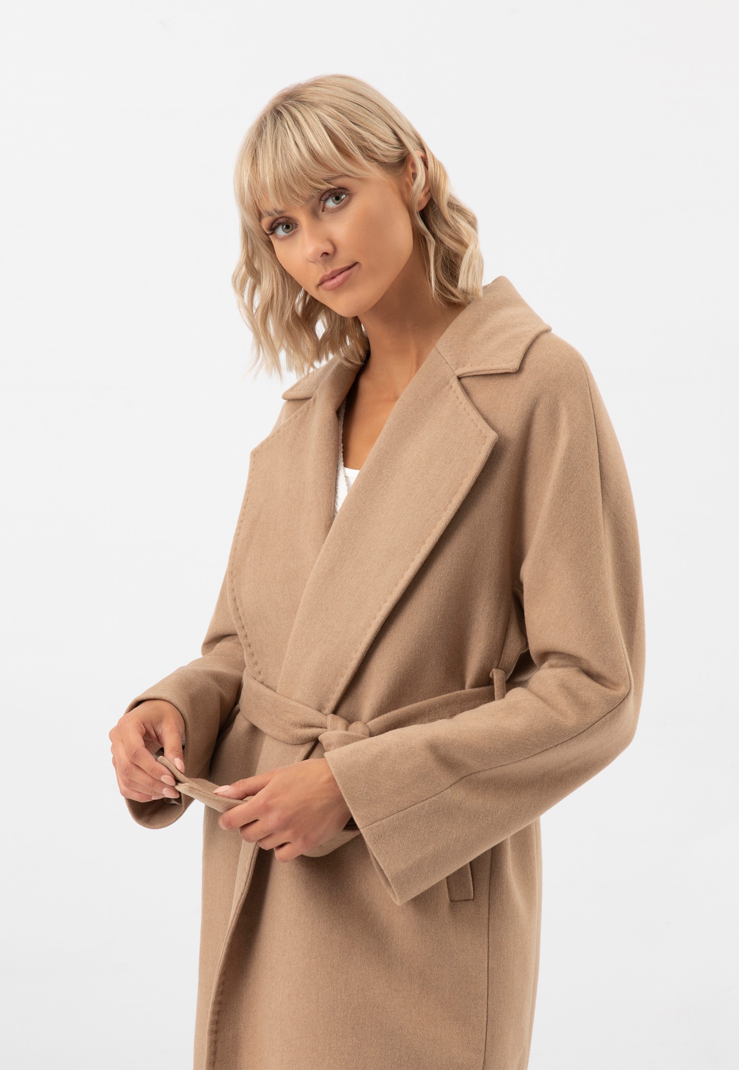 Długi brązowy płaszcz RELAKS