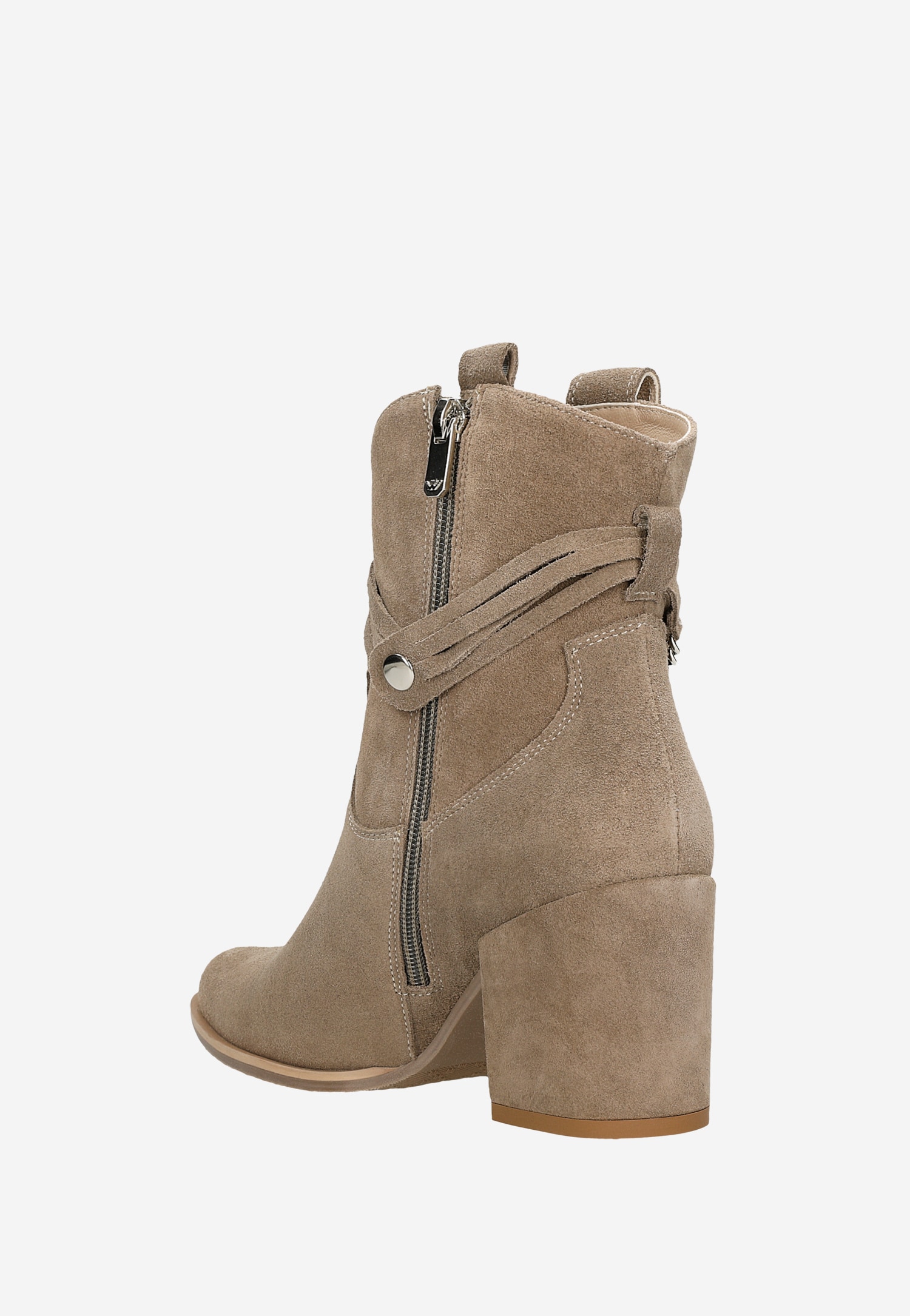 Czarne kowbojki damskie z dwoiny welurowej na obcasie