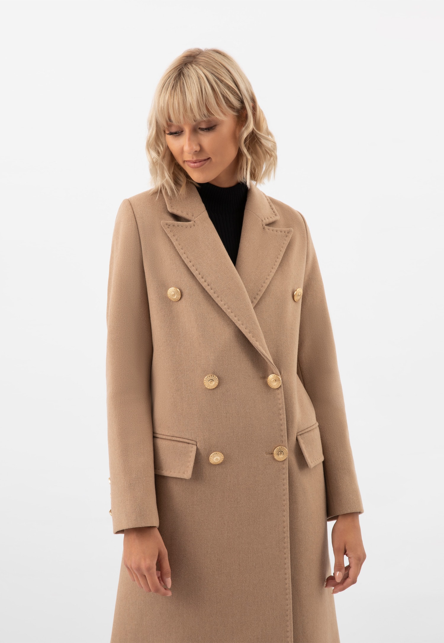 RELAKS elegancki czarny płaszcz damski