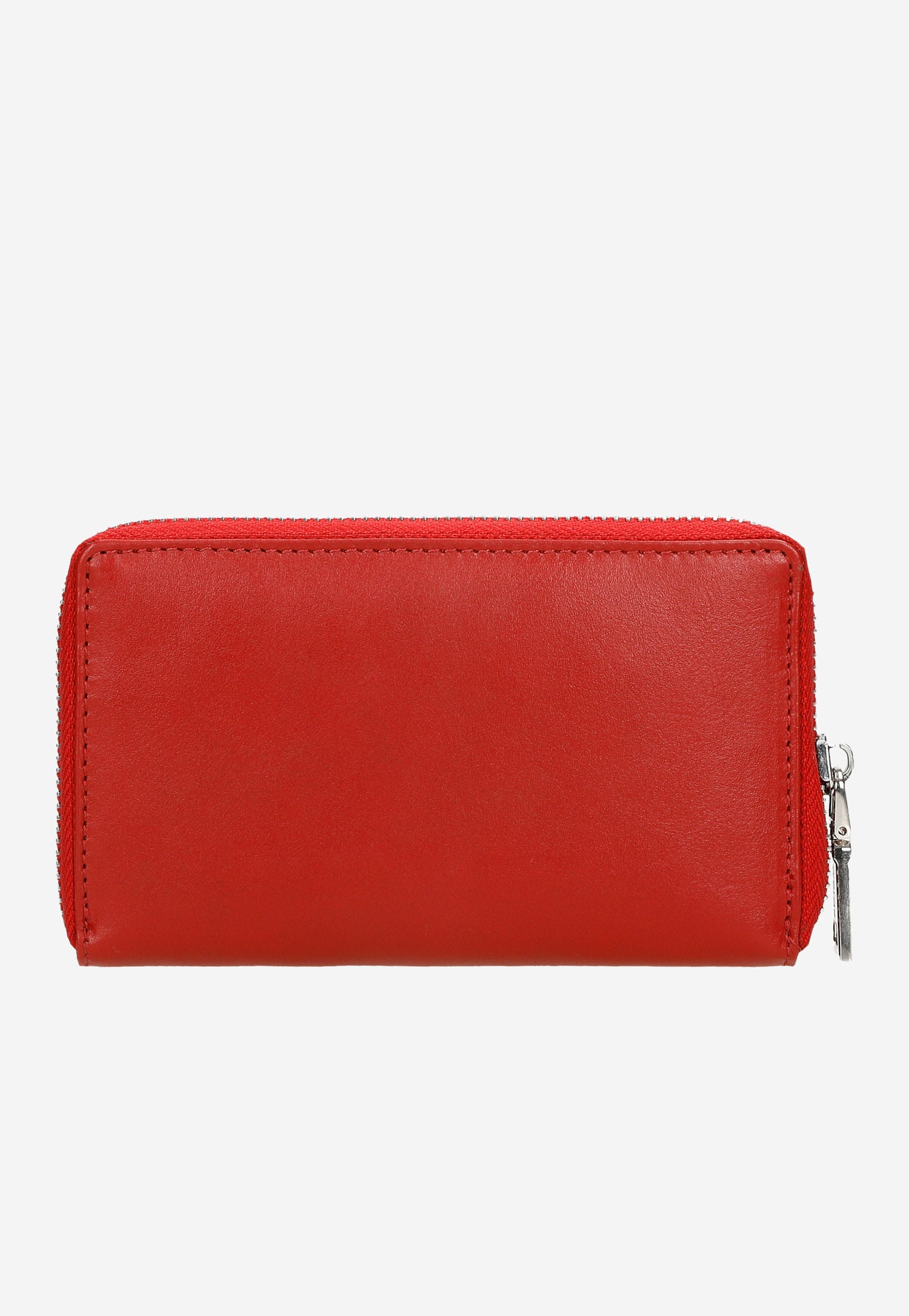 Skórzany czerwony portfel damski zapinany na zamek