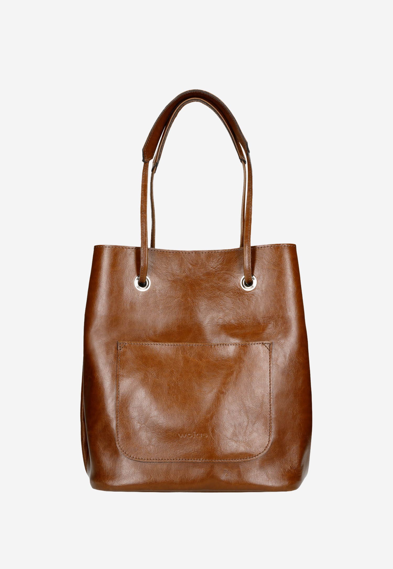 Brązowa duża torebka damska z zewnetrzną kieszenią