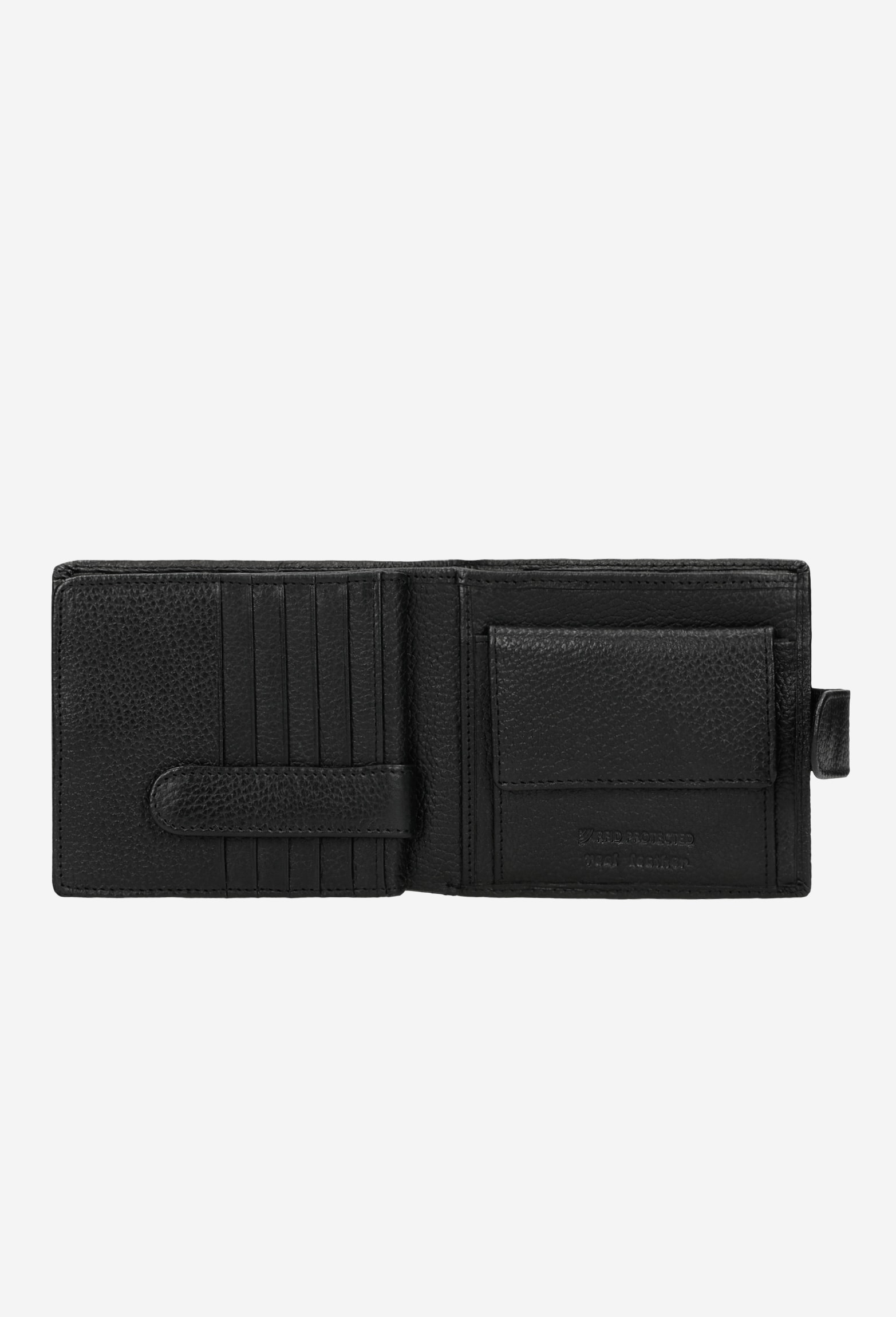 Czarny portfel męski ze skóry licowej