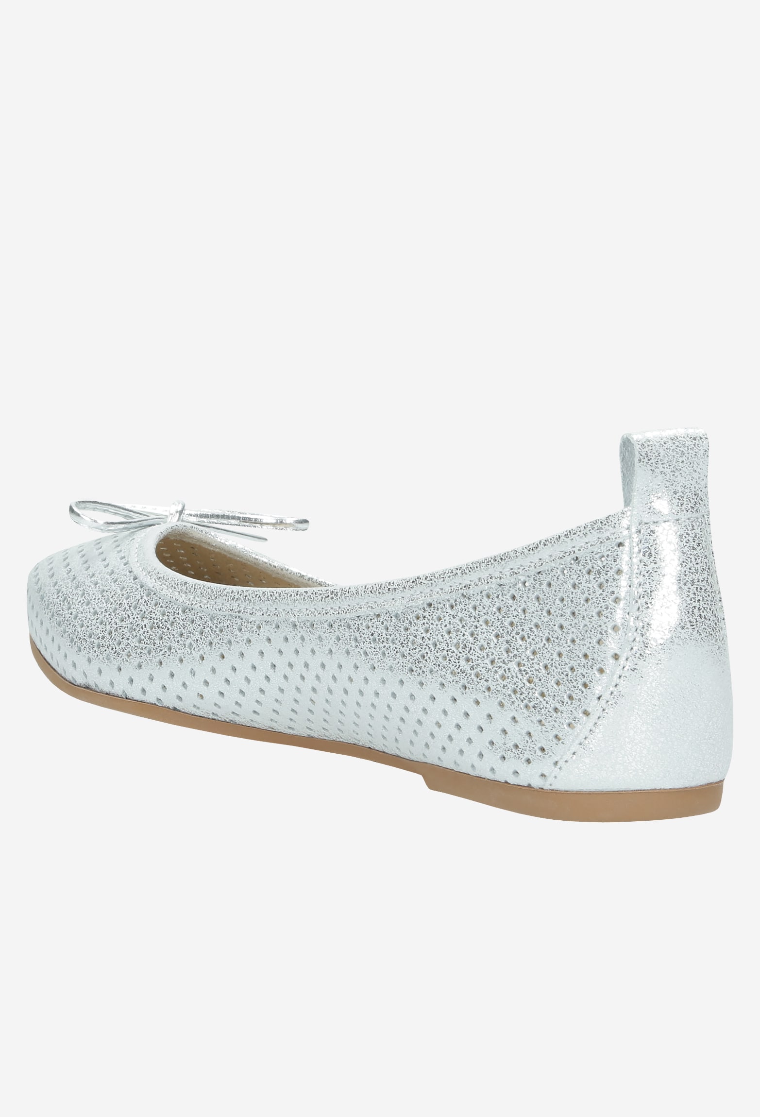 Ażurowe baleriny damskie srebrne