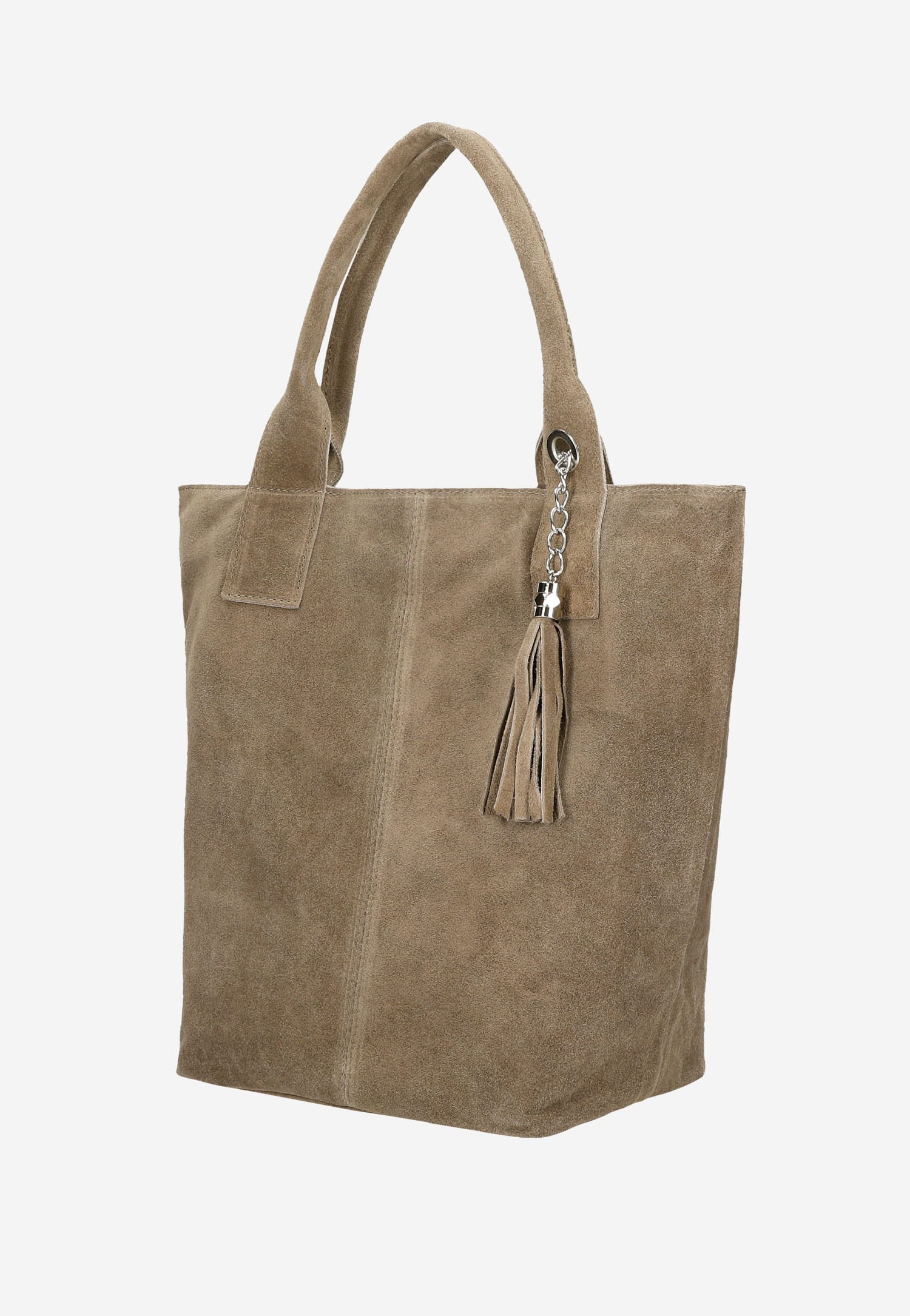 Duża shopperka damska z dwoiny welurowej