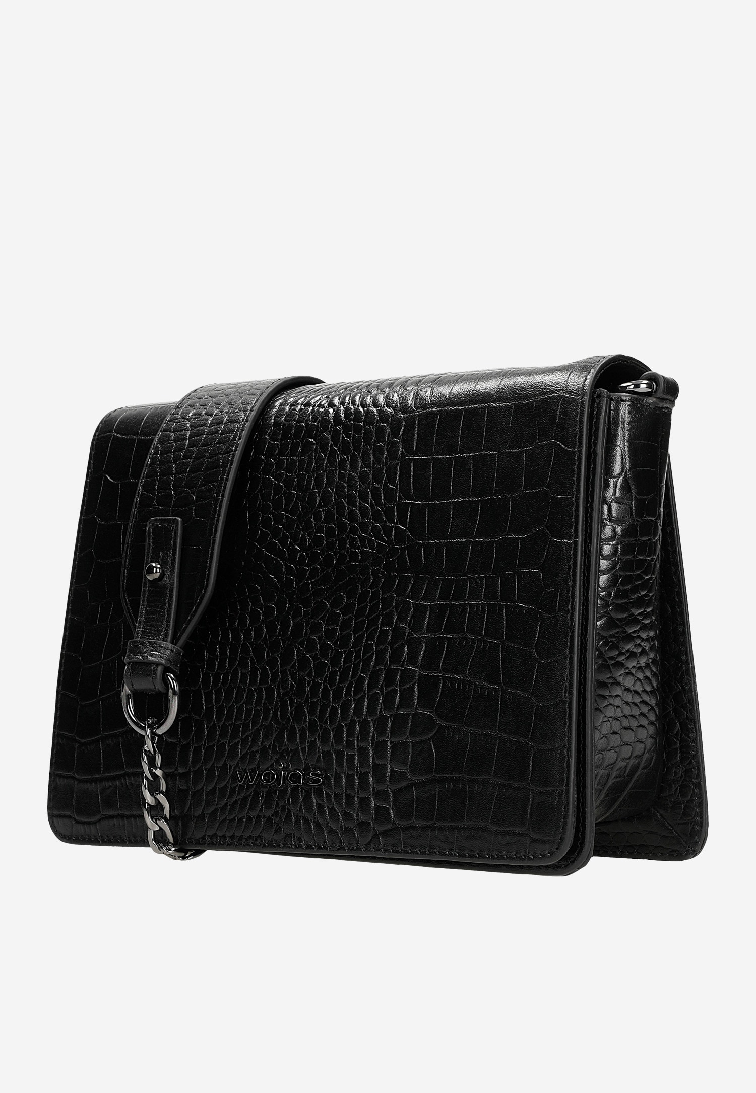 Mała czarna torebka damska z tłoczonej skóry licowej