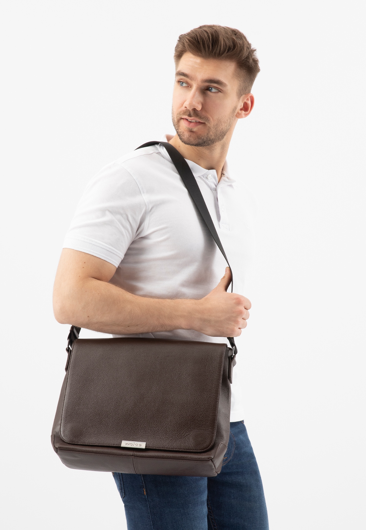 Brązowa skórzana torba męska