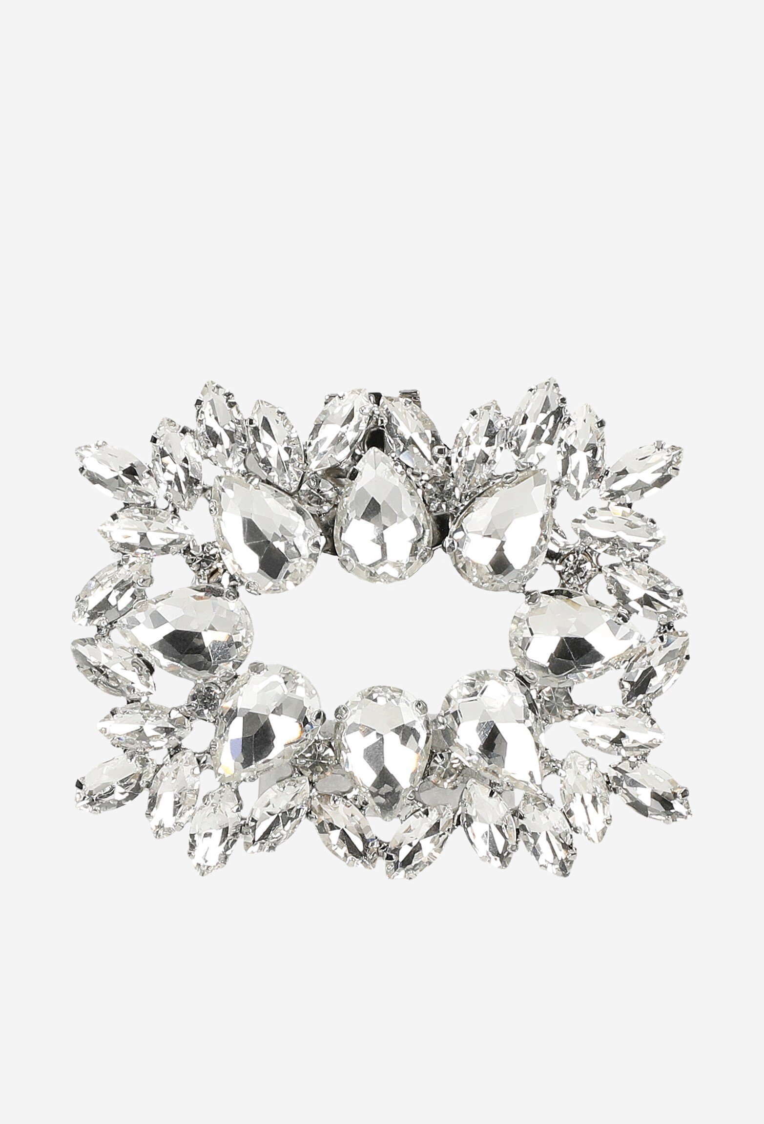 Srebrne ozdoby do obuwia z kryształkami