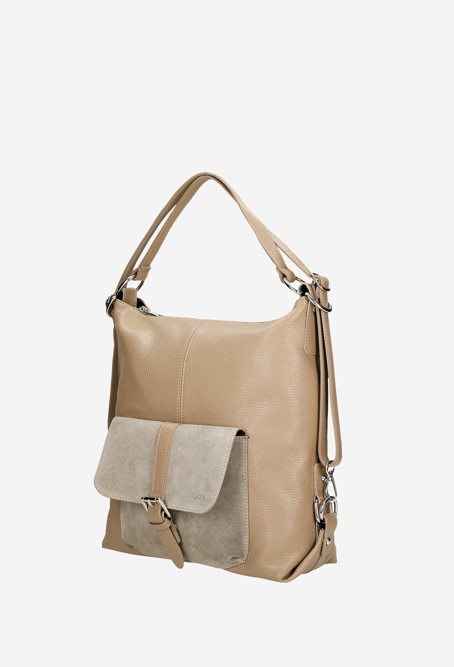 Beżowa skórzana torebka plecak 2w1